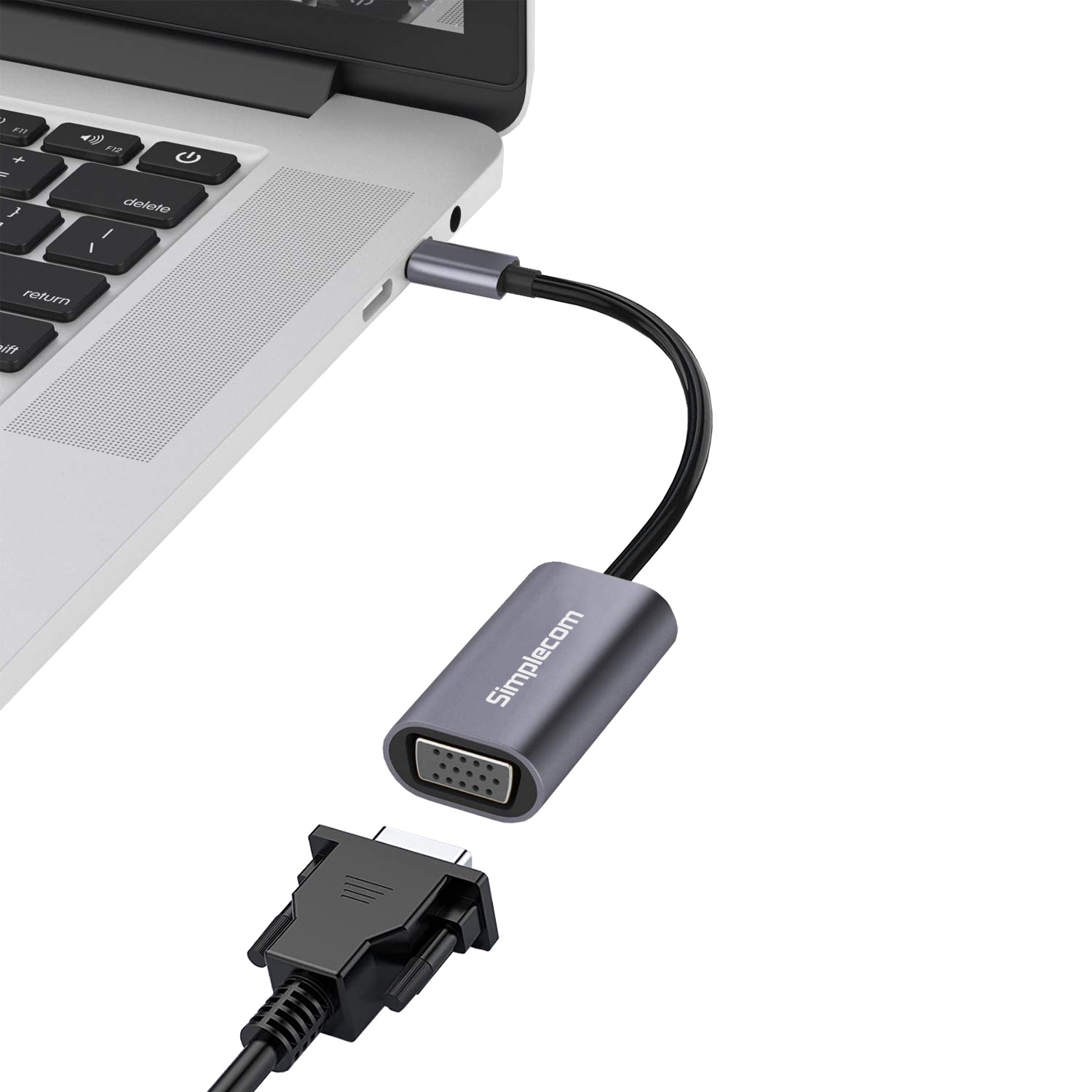 Simplecom DA104 USB-C to VGA Adapter Full HD 1080p view 3