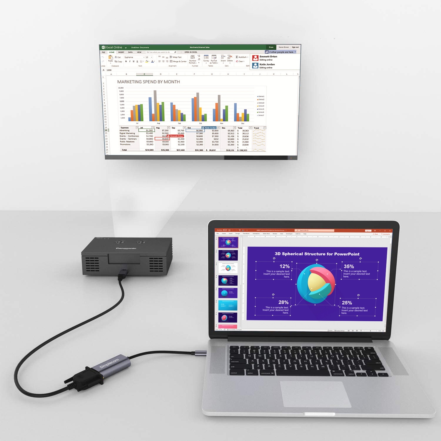 Simplecom DA104 USB-C to VGA Adapter Full HD 1080p view 4