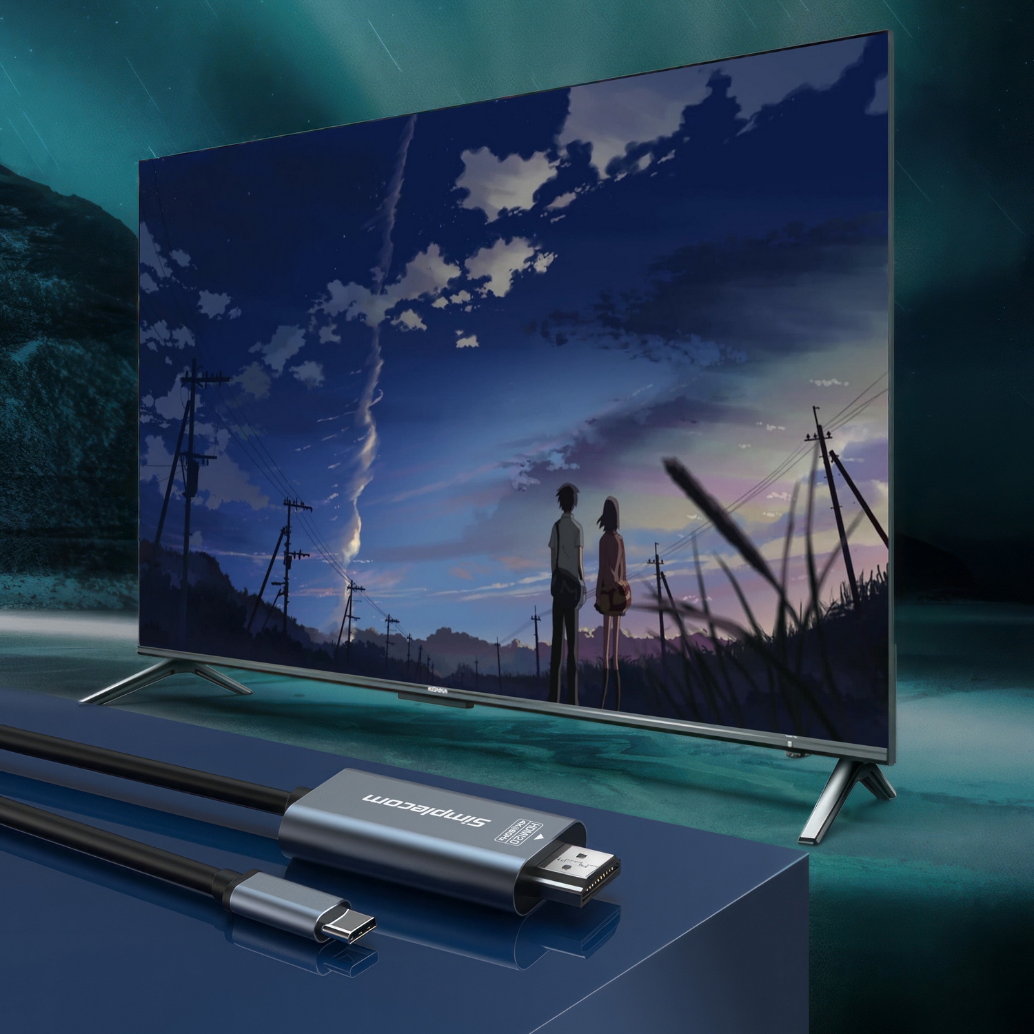 Simplecom DA322 USB-C Type-C to HDMI 2.0 Cable 2M HDCP 4K@60Hz view 4