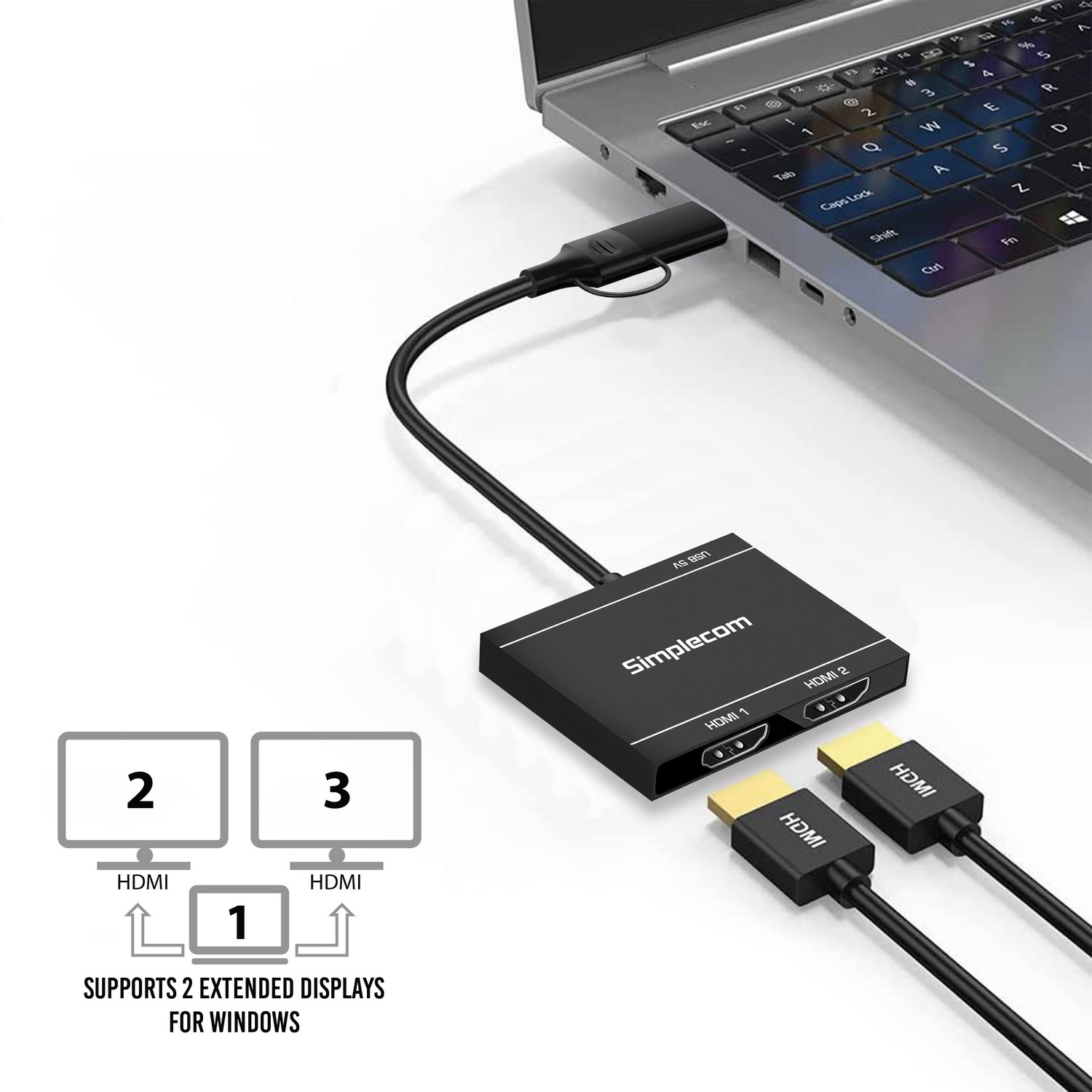 Simplecom DA327 USB 3.0 or USB-C to Dual HDMI Display Adapter for 2x 1080p view 4
