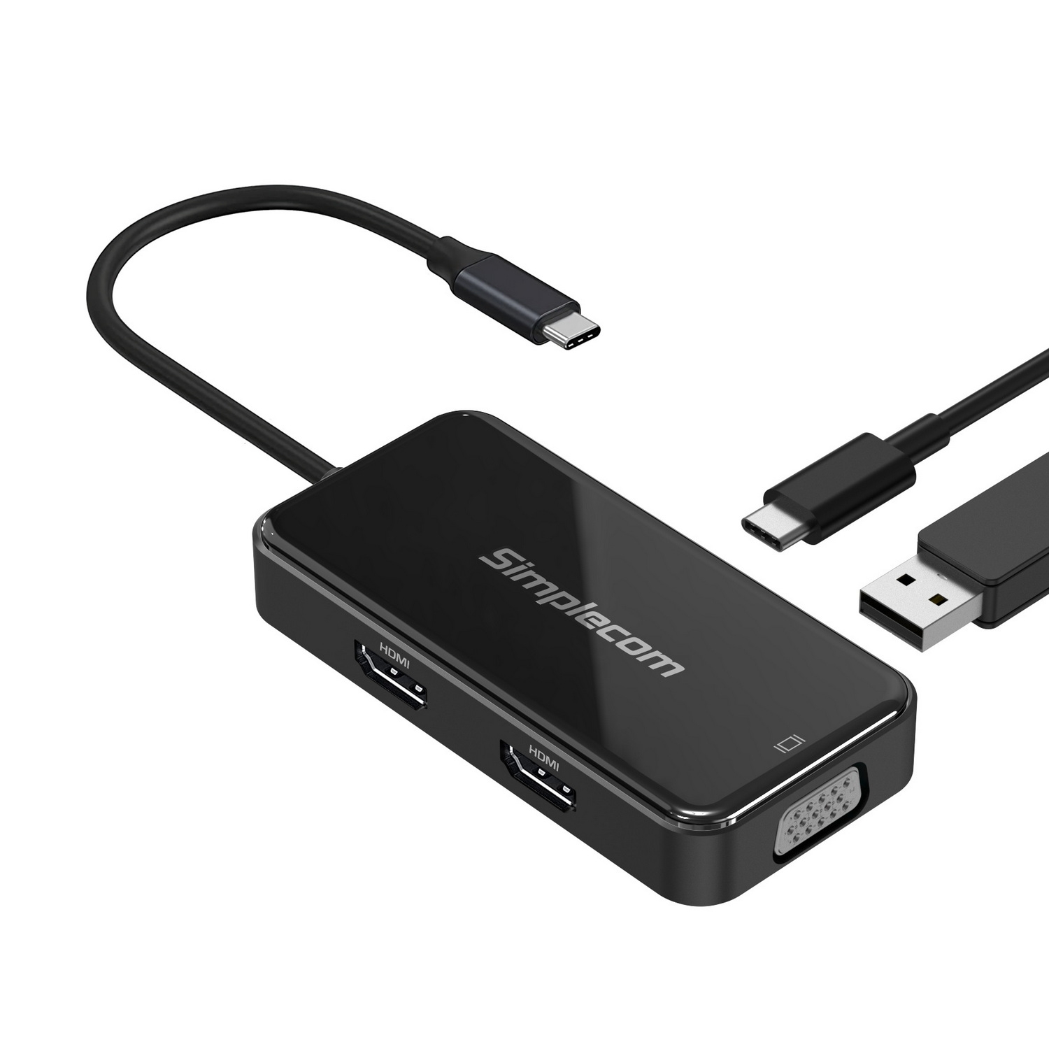 Simplecom DA451 5-in-1 USB-C Multiport Adapter MST Hub with VGA and Dual HDMI view 2