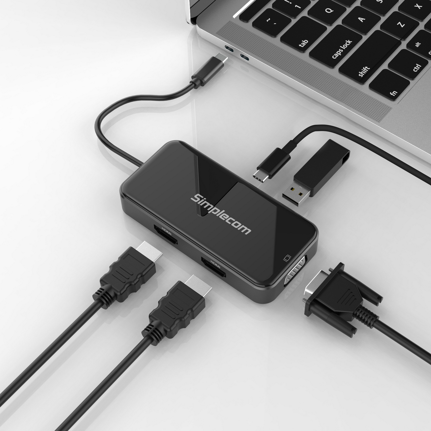 Simplecom DA451 5-in-1 USB-C Multiport Adapter MST Hub with VGA and Dual HDMI view 4