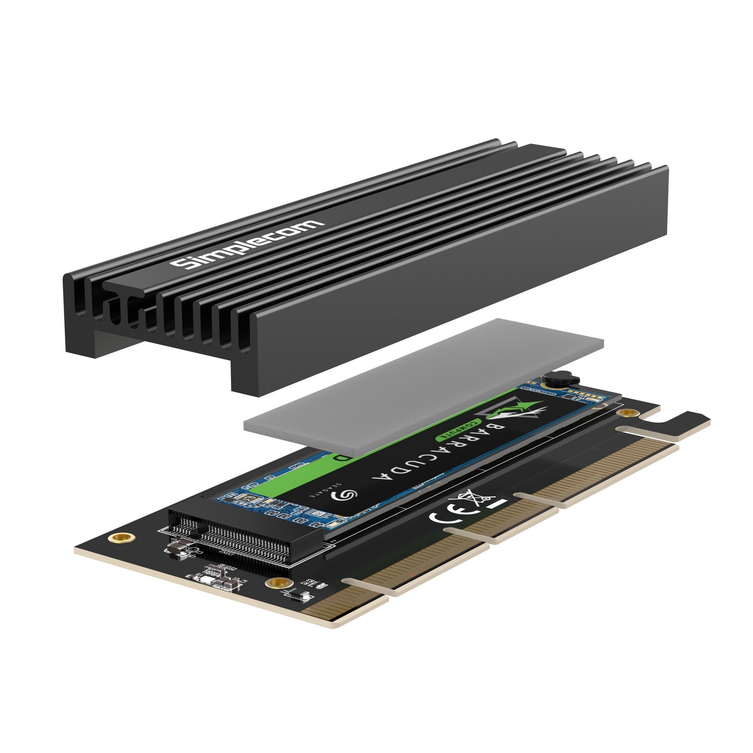 Simplecom EC415B NVMe M.2 SSD to PCIe x4 x8 x16 Expansion Card with Aluminium view 5