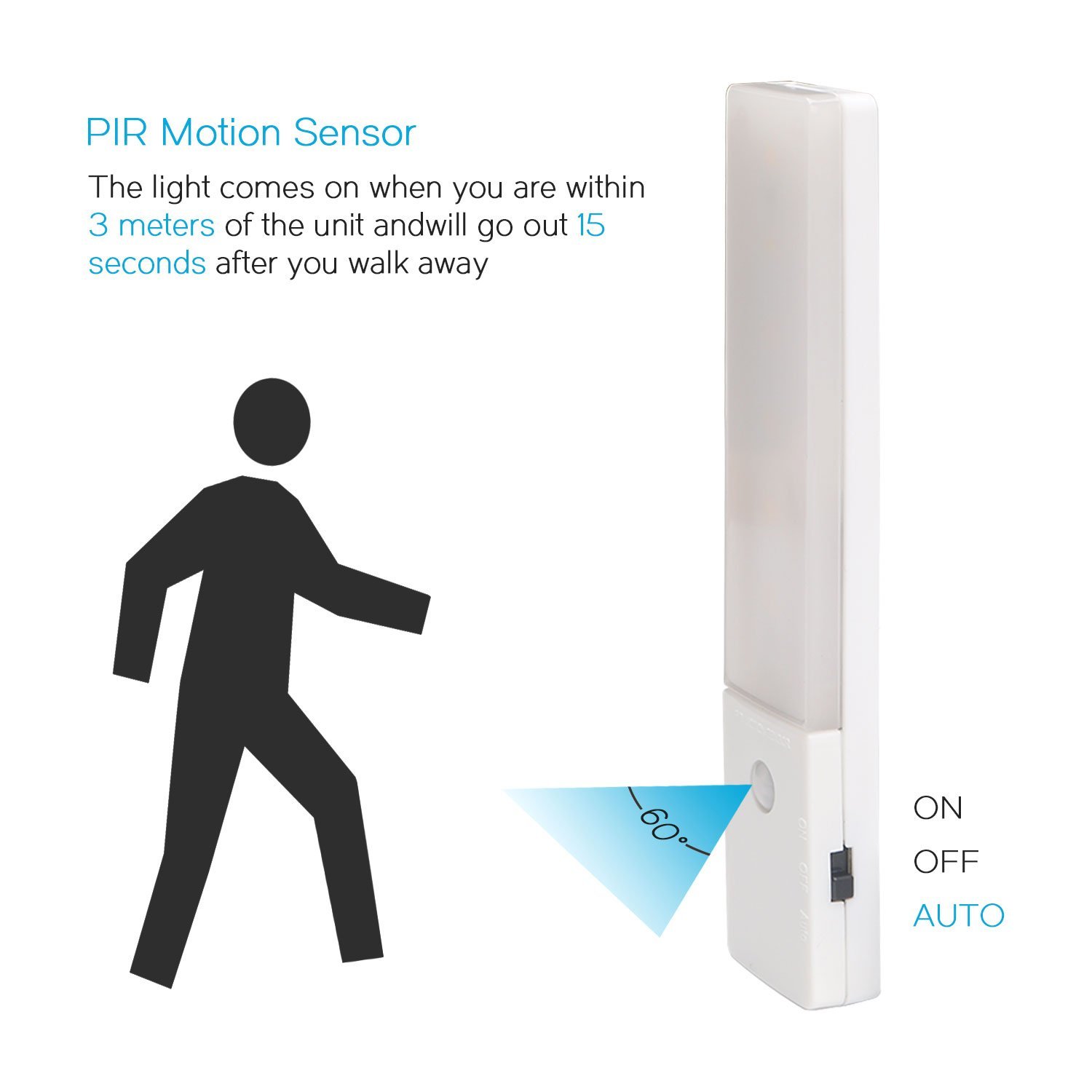 EL608 Rechargeable Infrared Motion Sensor Wall LED Night Light Torch (Cool White) view 2