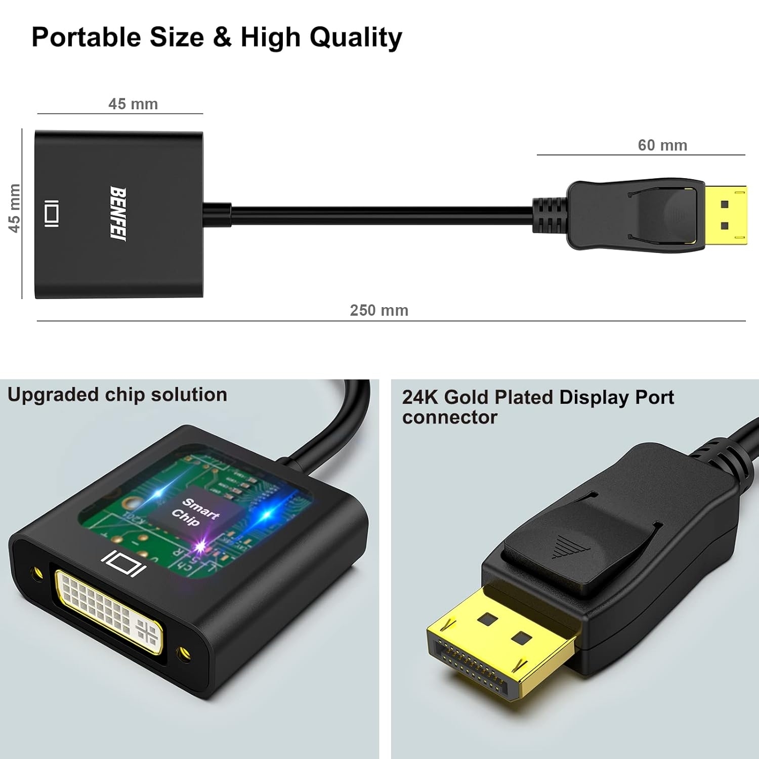 BENFEI DisplayPort to DVI DVI-D Single Link Adapter view 6