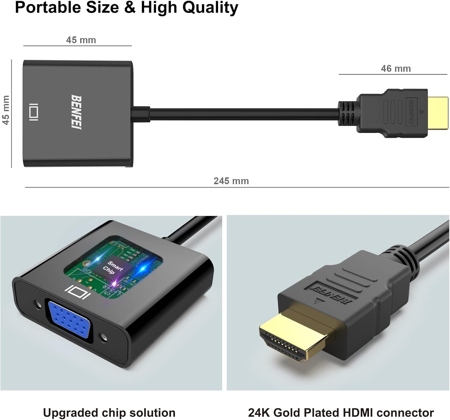 BENFEI HDMI to VGA Gold-Plated HDMI to VGA Adapter view 6
