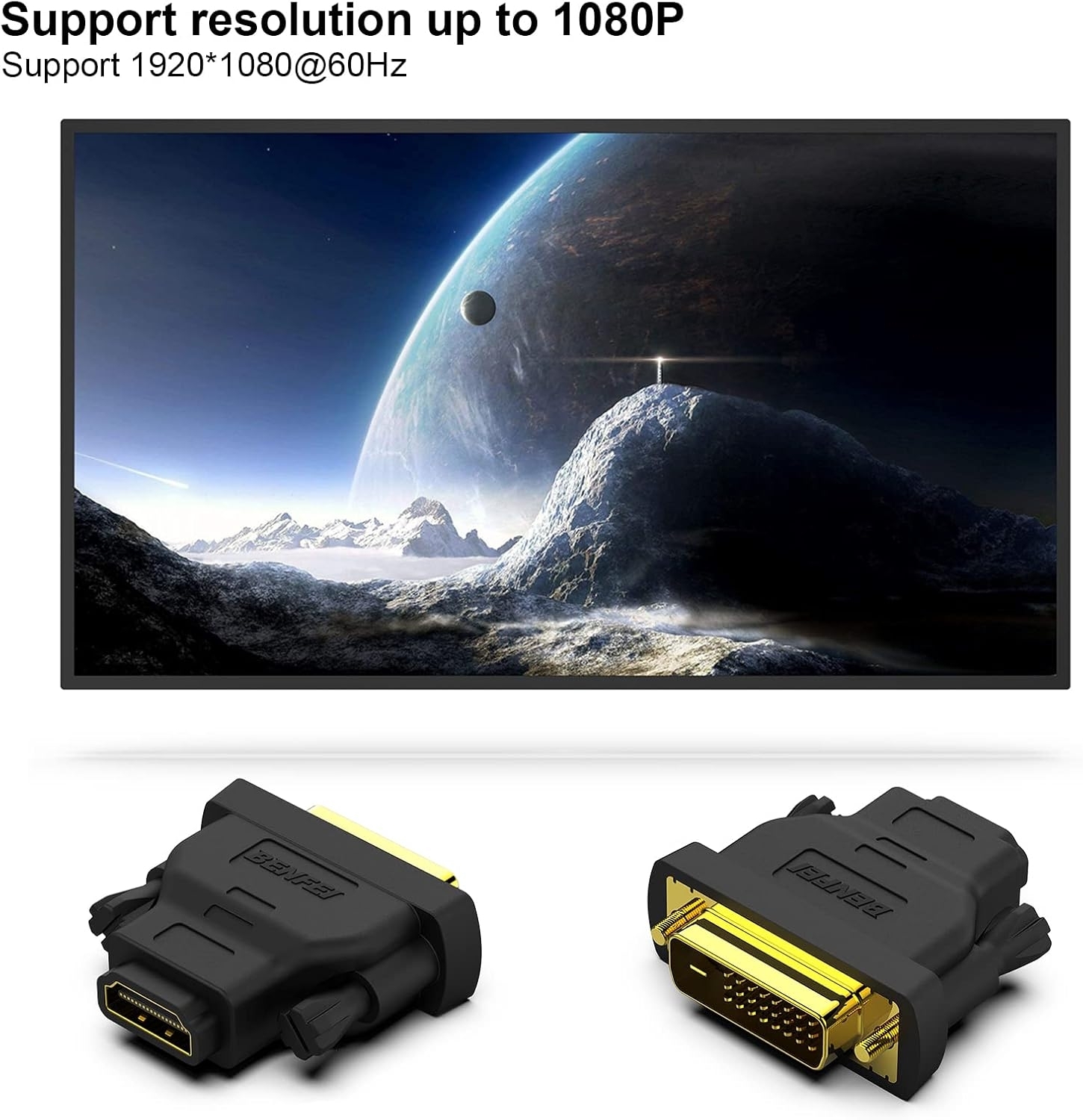 BENFEI DVI to HDMI, Bidirectional DVI to HDMI Male to Female 2 Pack view 4