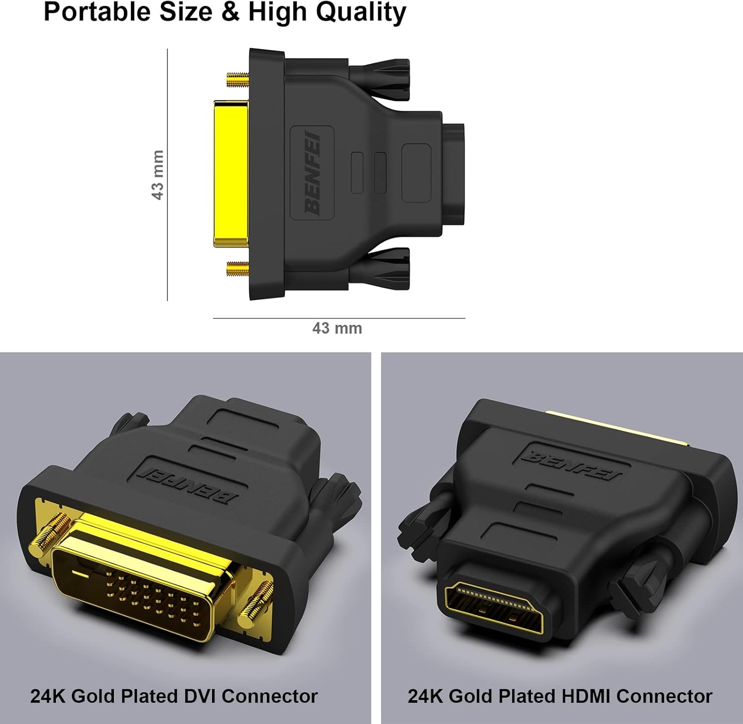 BENFEI DVI to HDMI, Bidirectional DVI to HDMI Male to Female 2 Pack view 5