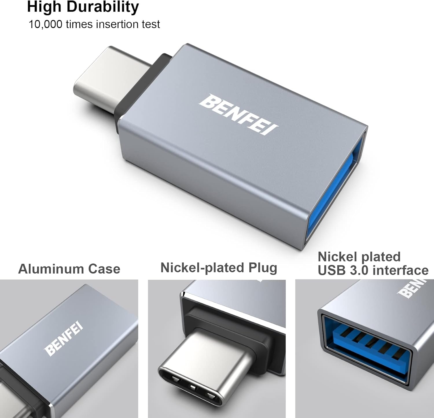 BENFEI USB C to USB 3.0 Adapter, USB C to A Male to Female Adapte view 2
