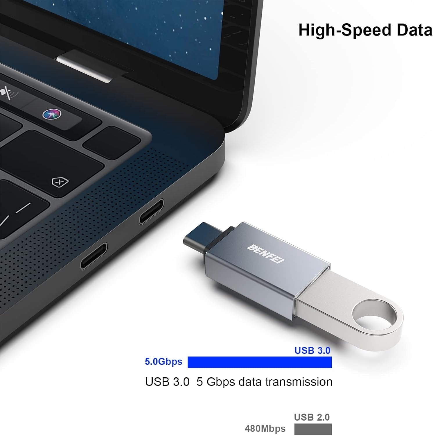 BENFEI USB C to USB 3.0 Adapter, USB C to A Male to Female Adapte view 4