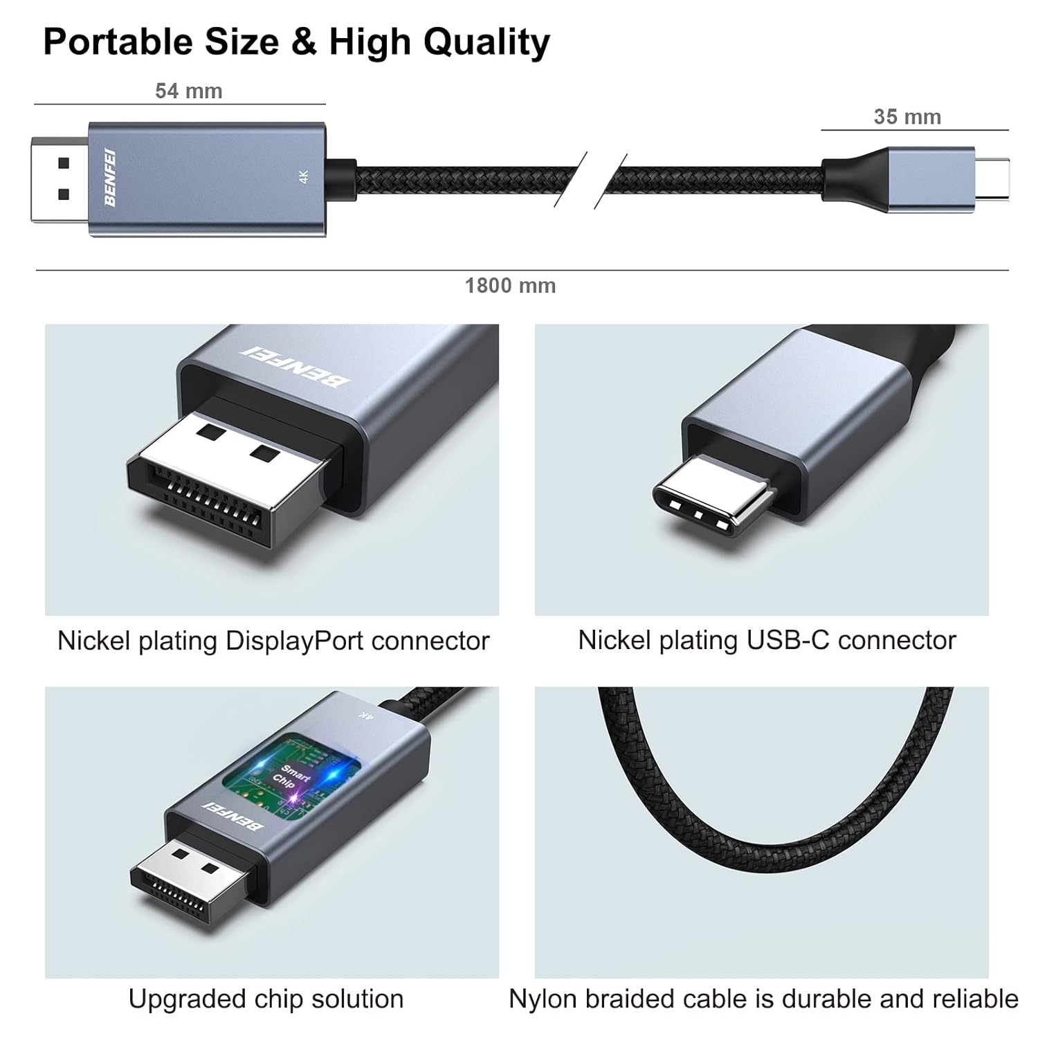 BENFEI 207GY-6F USB-C to DP 1.8M 8K@60Hz Thunderbolt 3 view 7