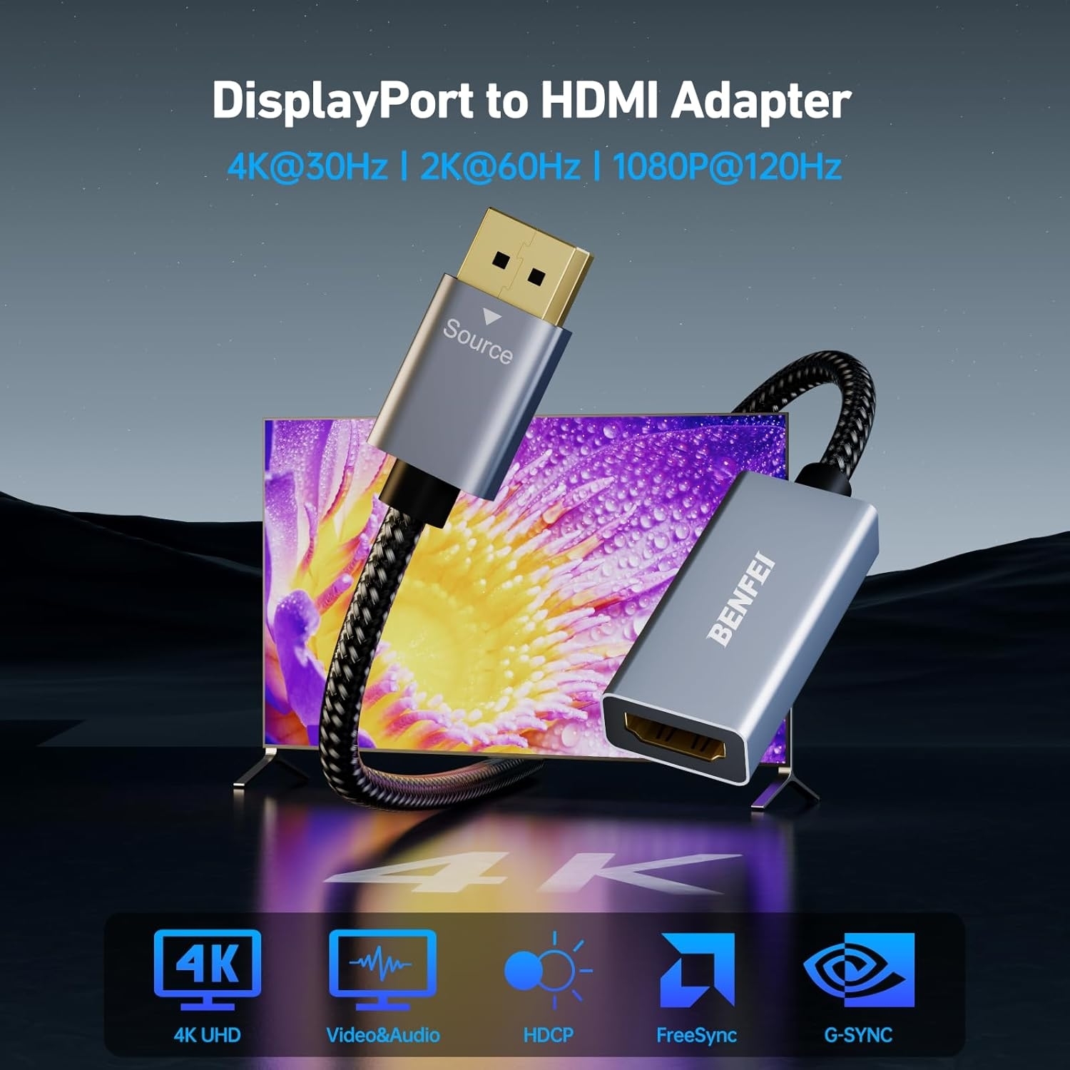 BENFEI 4K DisplayPort to HDMI Adapter view 3