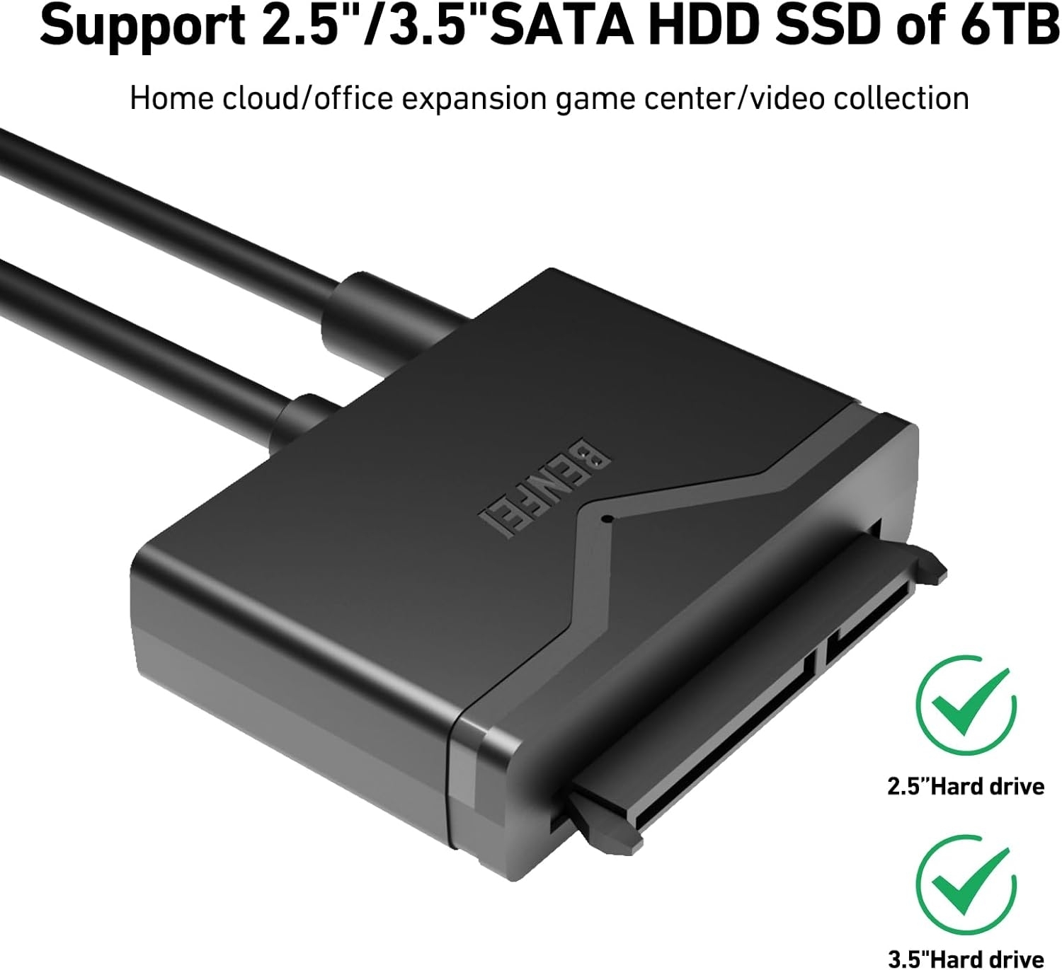 BENFEI 221BK USB 3.0 to SATA III Hard Drive Adapter for 2.5/3.5-inch HDD/SSD view 4
