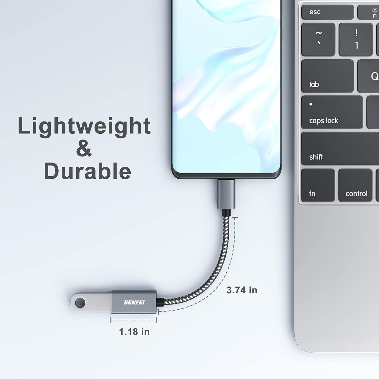 BENFEI 262GY-2P USB 3.0 USB-C to USB-A Adapter (2-pack) view 4