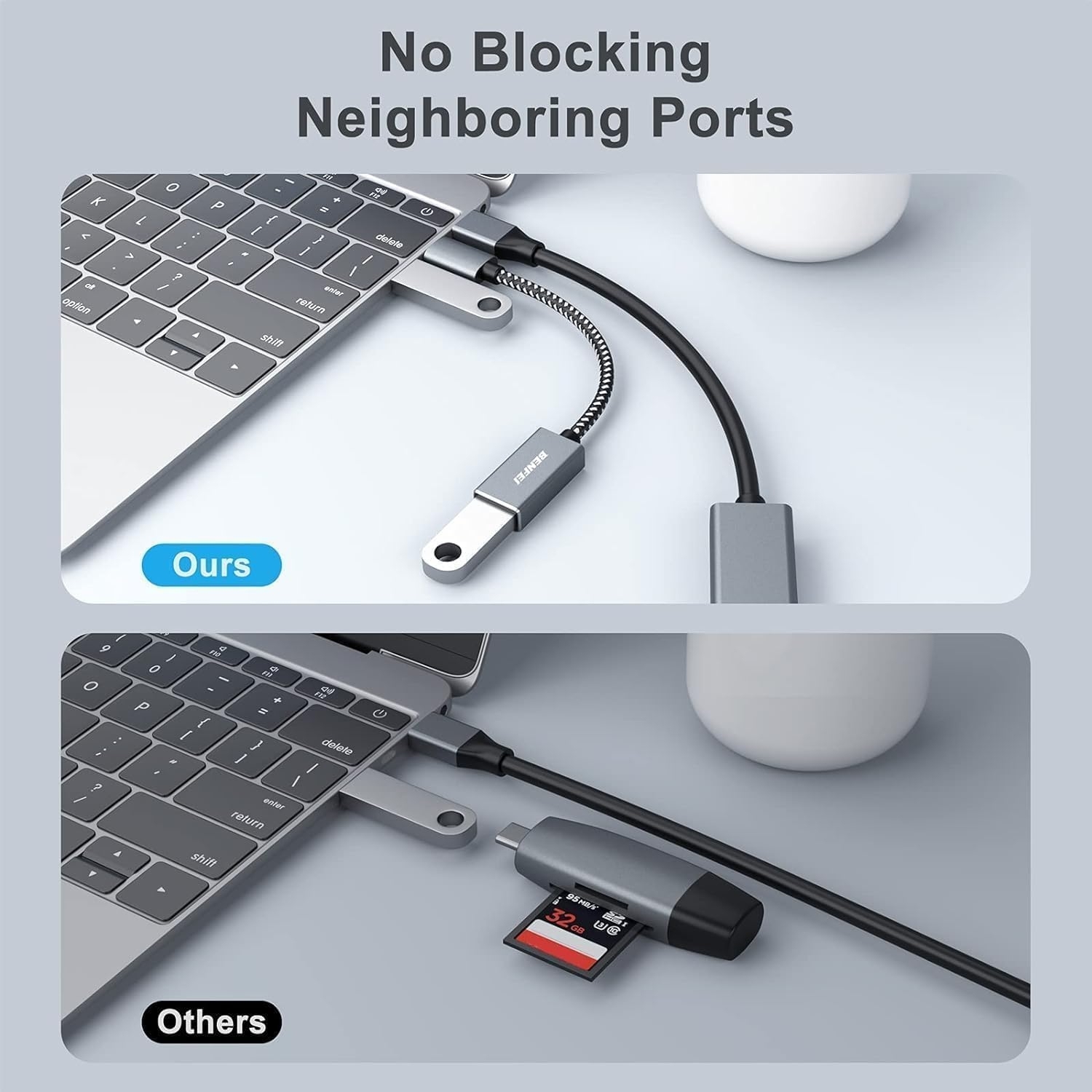 BENFEI 262GY-2P USB 3.0 USB-C to USB-A Adapter (2-pack) view 7
