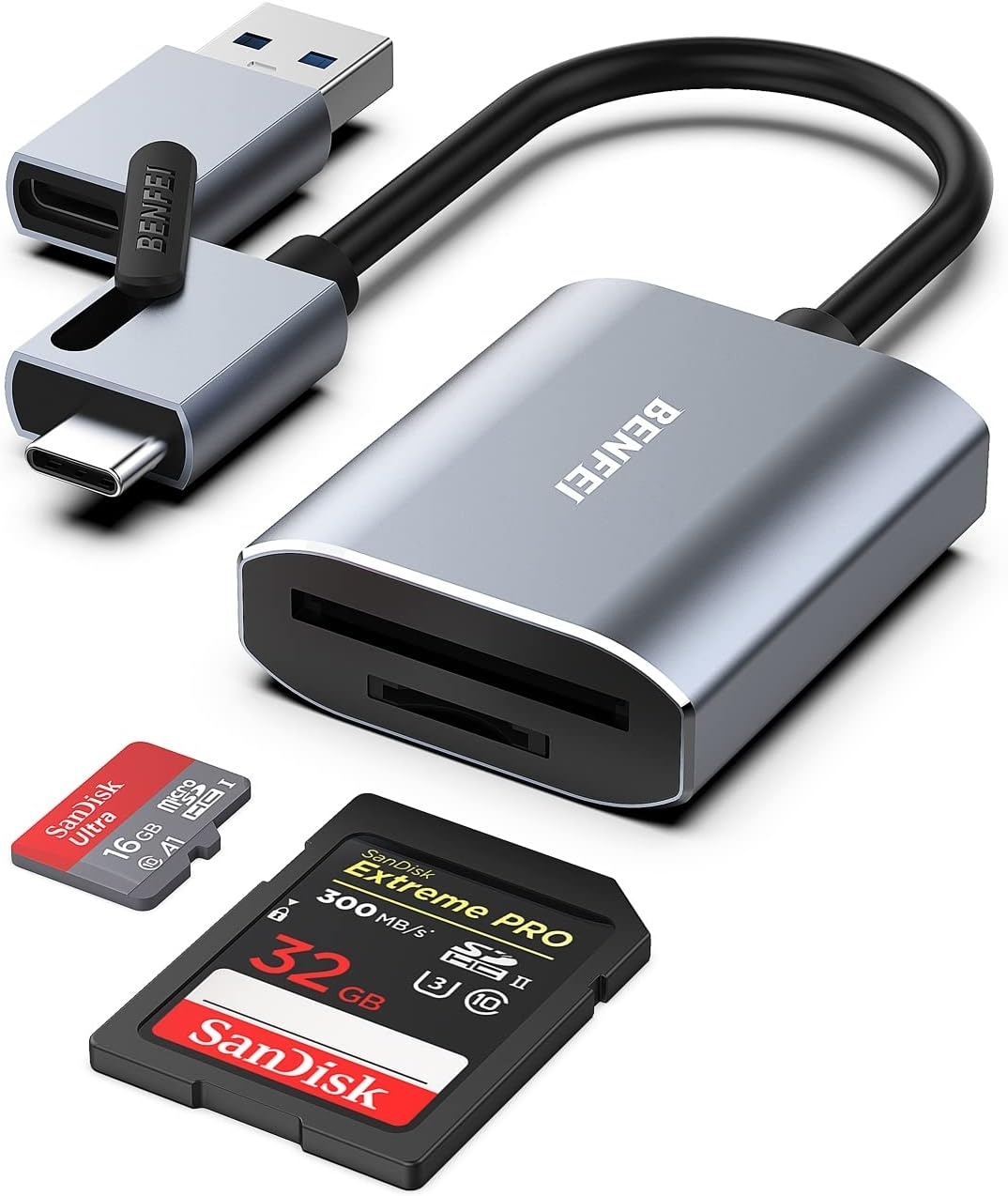 BENFEI USB Type-C/Type-A to SD TF Card Reader