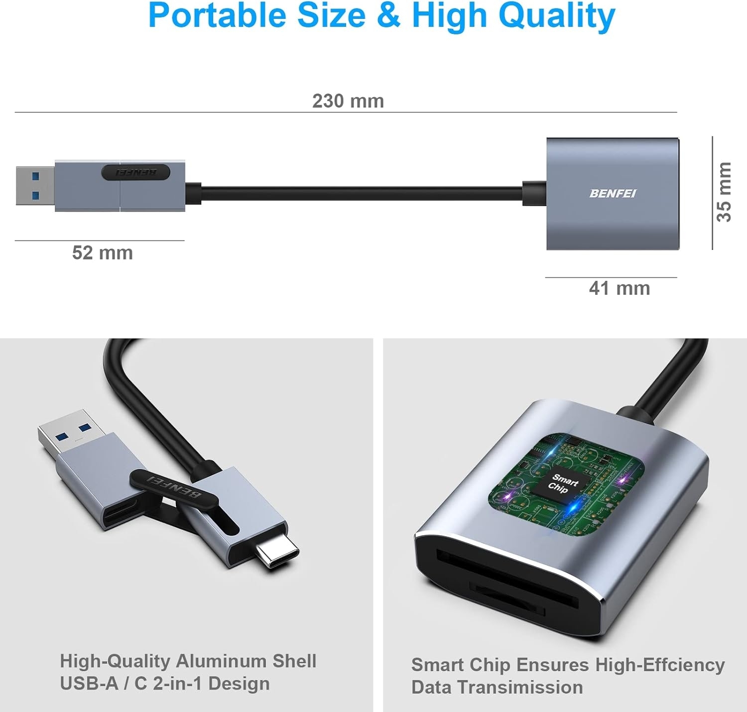 BENFEI USB Type-C/Type-A to SD TF Card Reader view 6