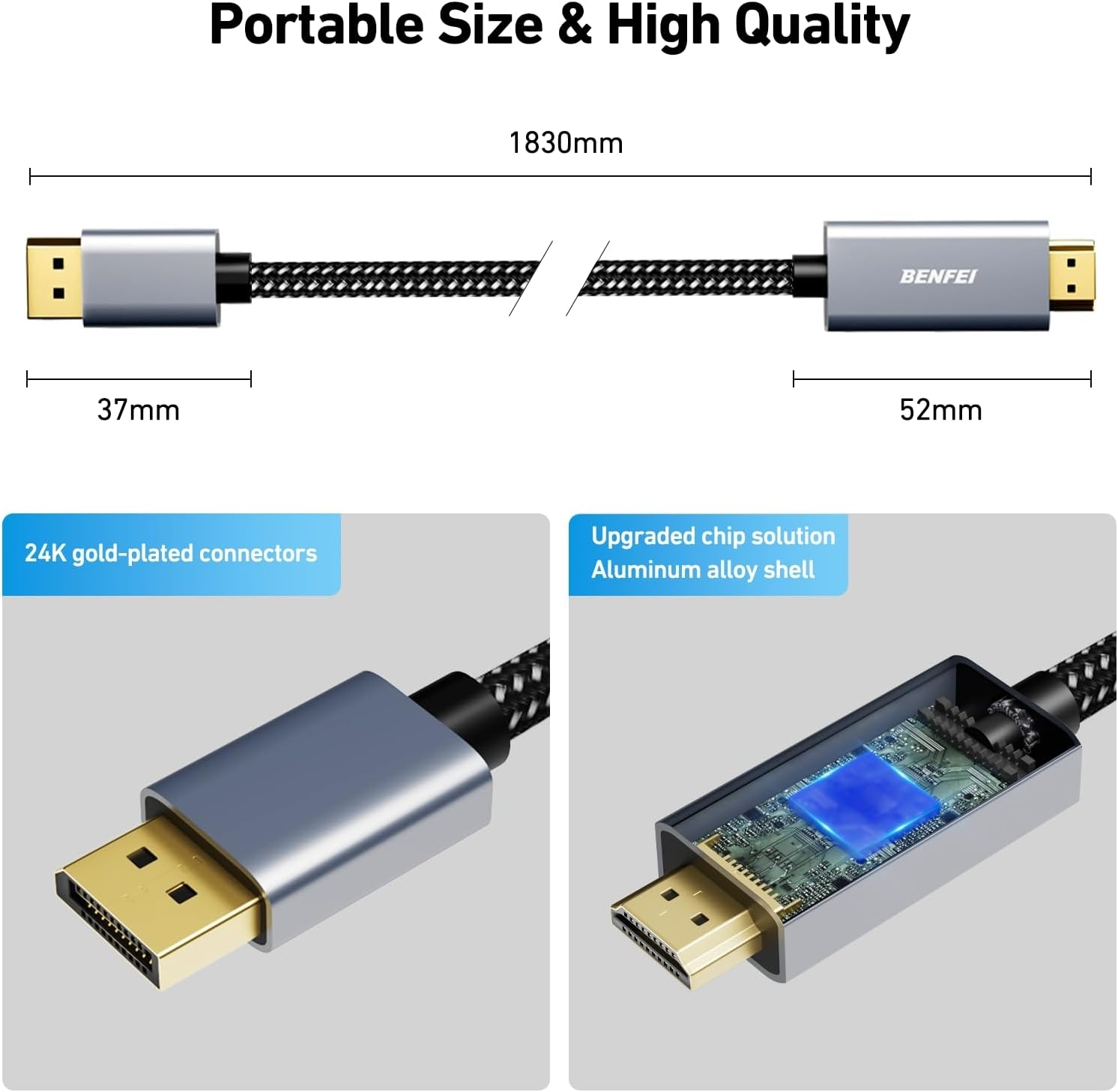BENFEI 4K DisplayPort to HDMI 3m Cable view 7