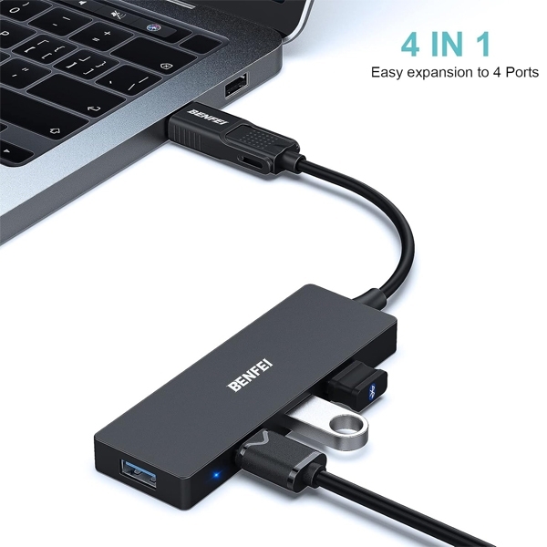 BENFEI 000291BK 4-Port USB 3.0 Ultra Flat Data Hub view 3