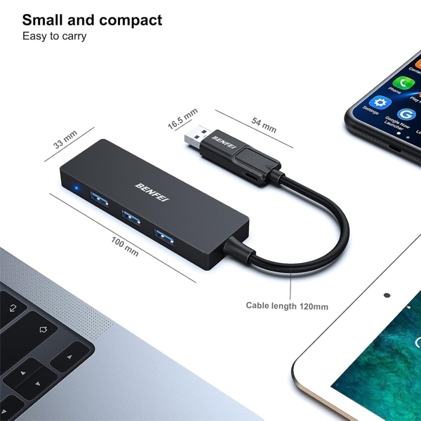 BENFEI 000291BK 4-Port USB 3.0 Ultra Flat Data Hub view 5