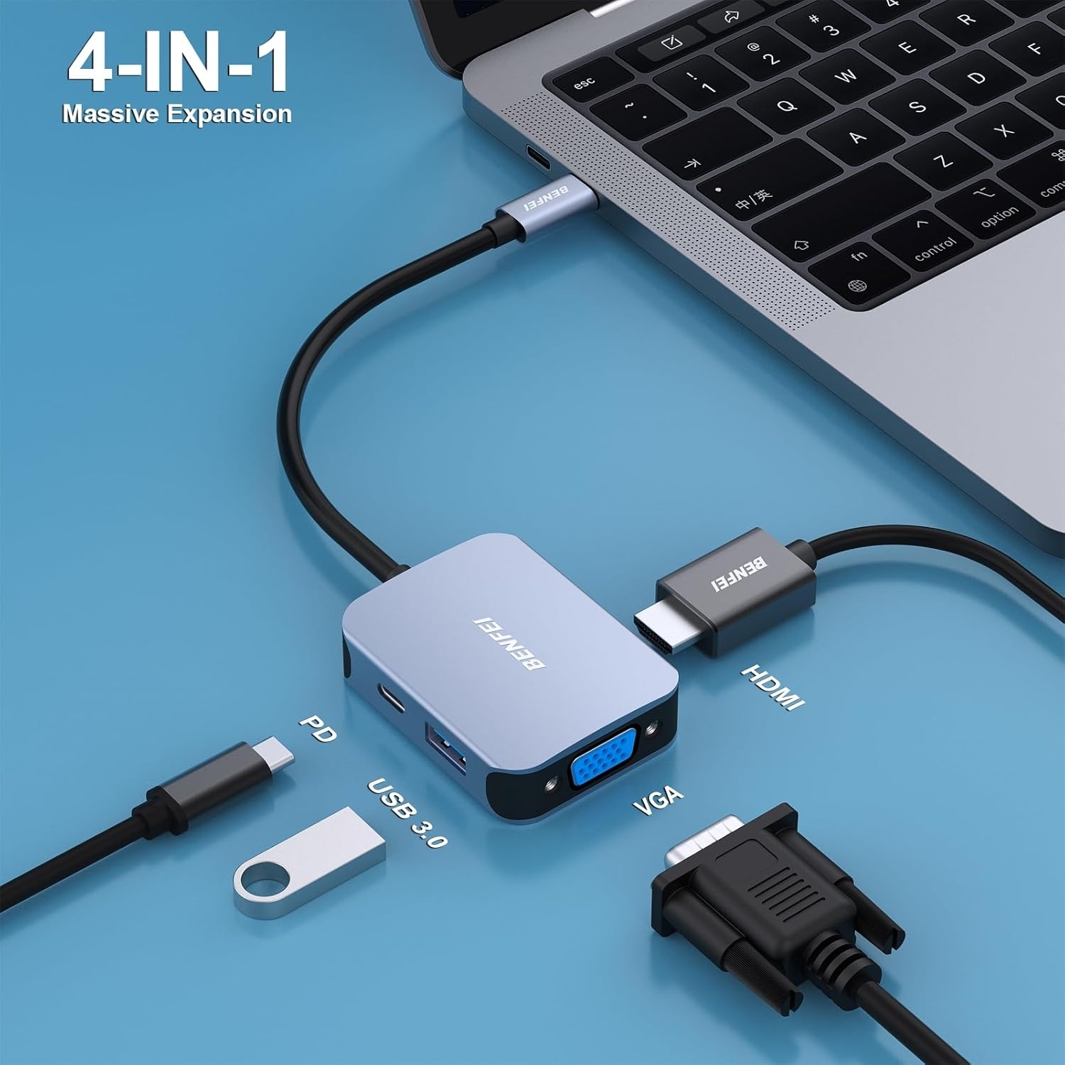 BENFEI USB C HUB 4-in-1 view 2