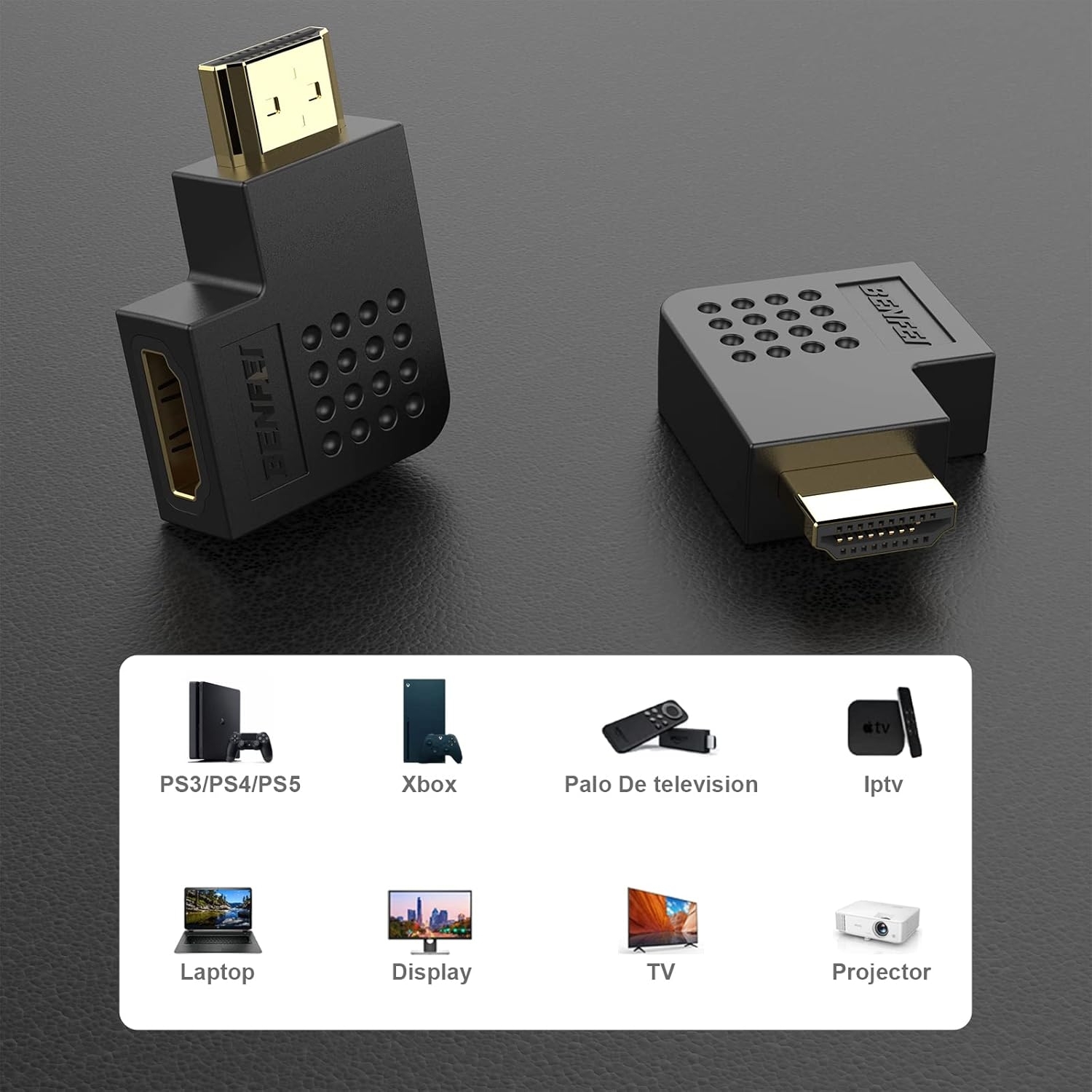 BENFEI HDMI Male to Female Right Angle 90 Degree Adapter view 3