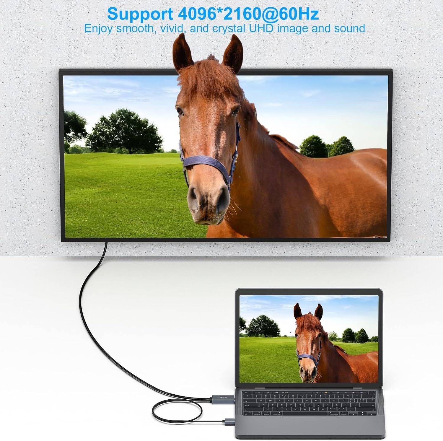 BENFEI 344GY-3M HDMI to DisplayPort Unidirectional 4K Active Cable with USB view 3