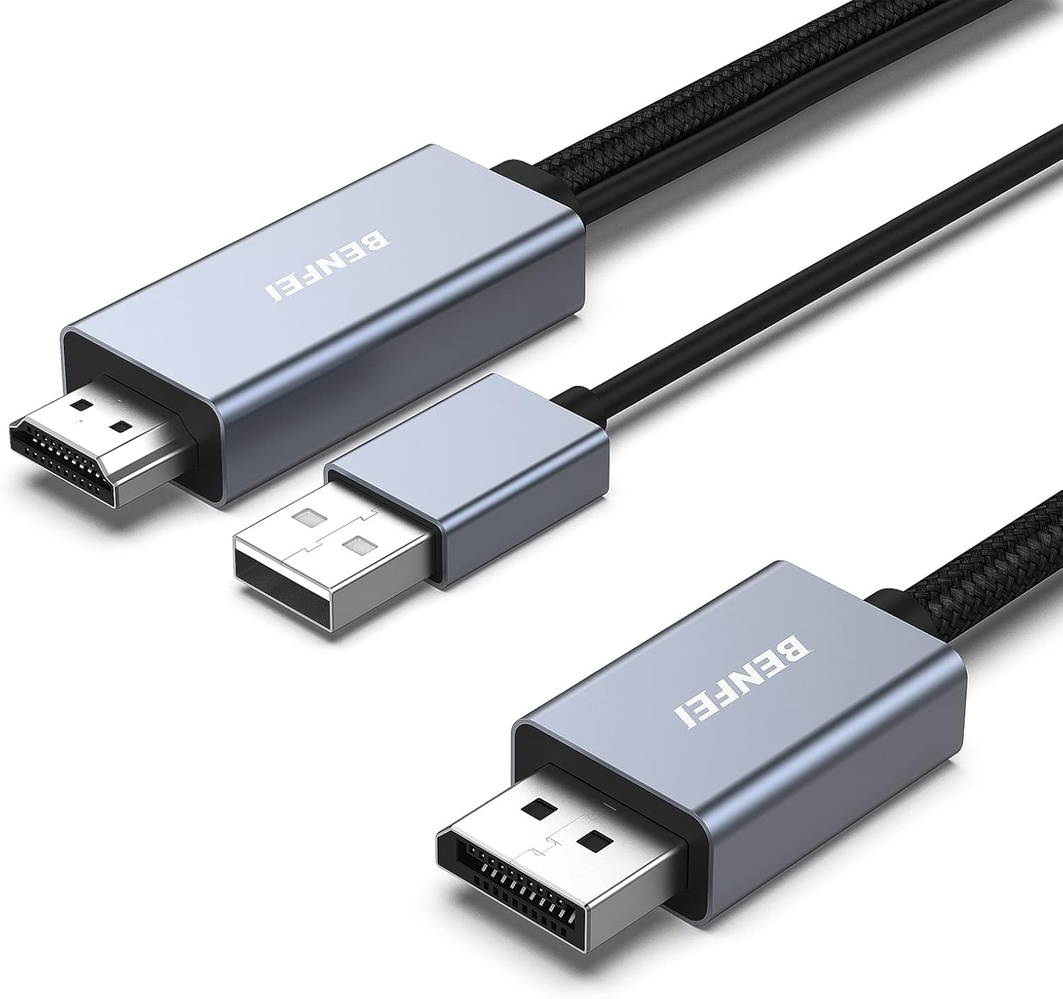 BENFEI 344GY-5M HDMI to DisplayPort Unidirectional 4K Active Cable with USB