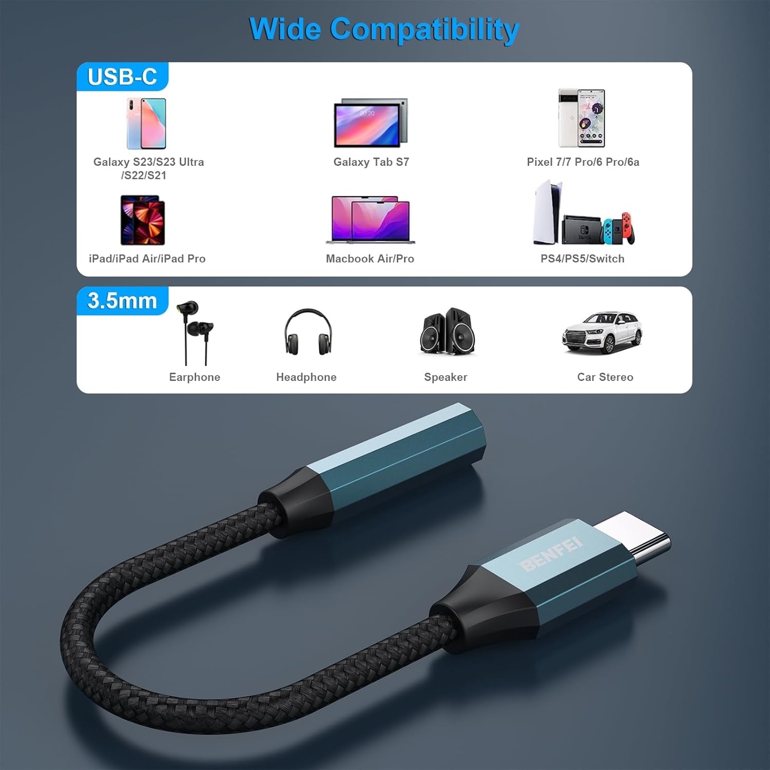 BENFEI USB-C to 3.5mm Audio Jack Adapter view 6