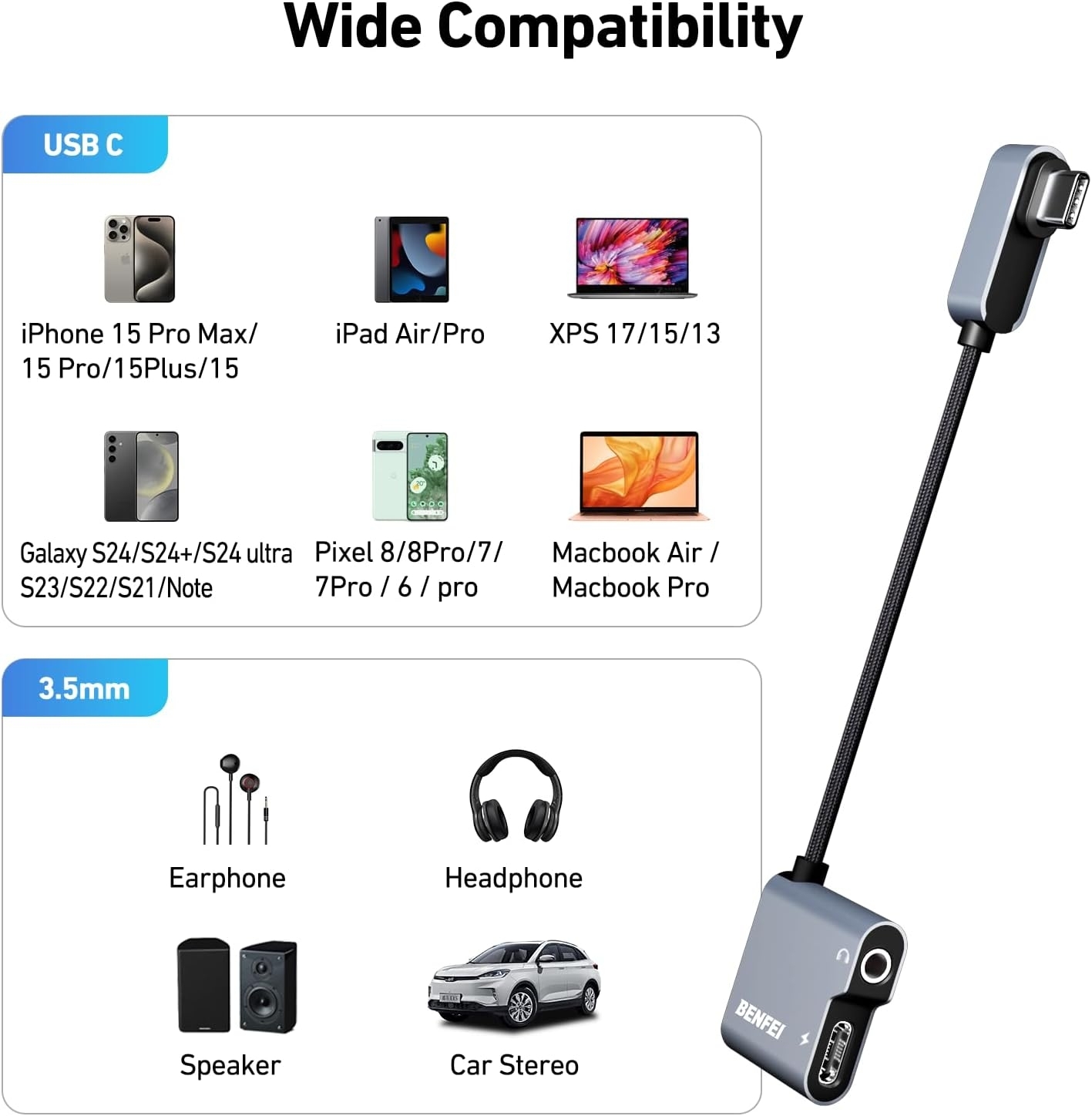 BENFEI USB C to Audio Jack Adapter with 60W Fast Charging view 8