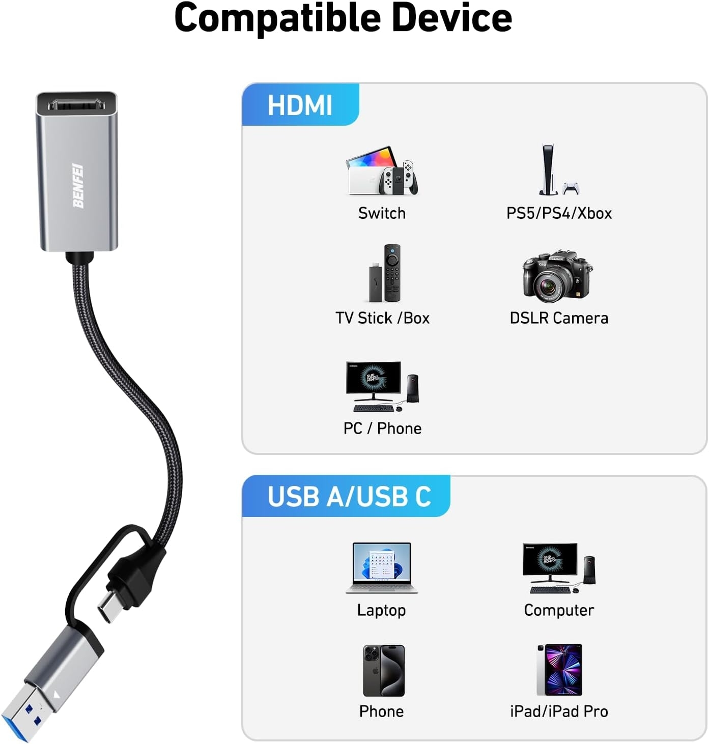 BENFEI Video/Audio Capture Card Supporting Full HD 1080P view 7