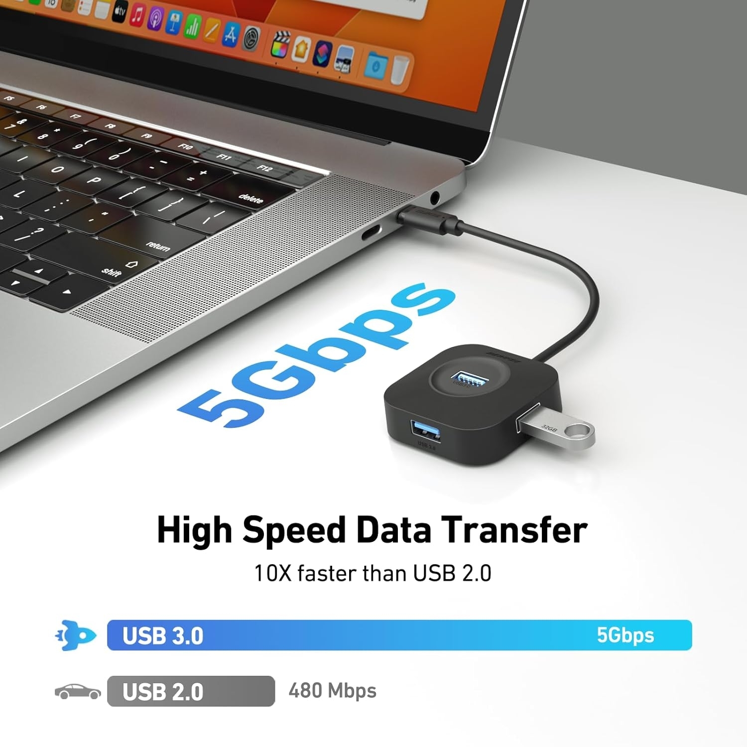 BENFEI 371BK USB-C 4-port USB 3.0 Hub view 4
