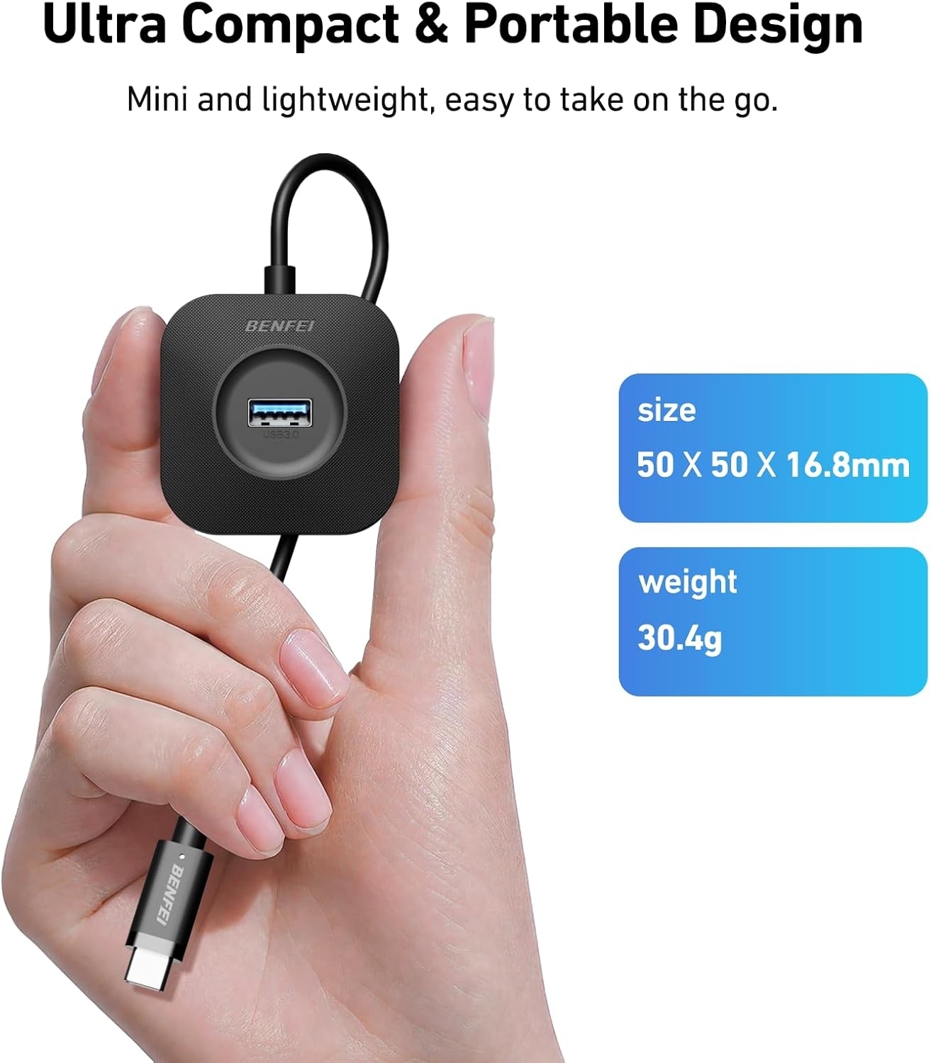 BENFEI 371BK USB-C 4-port USB 3.0 Hub view 7