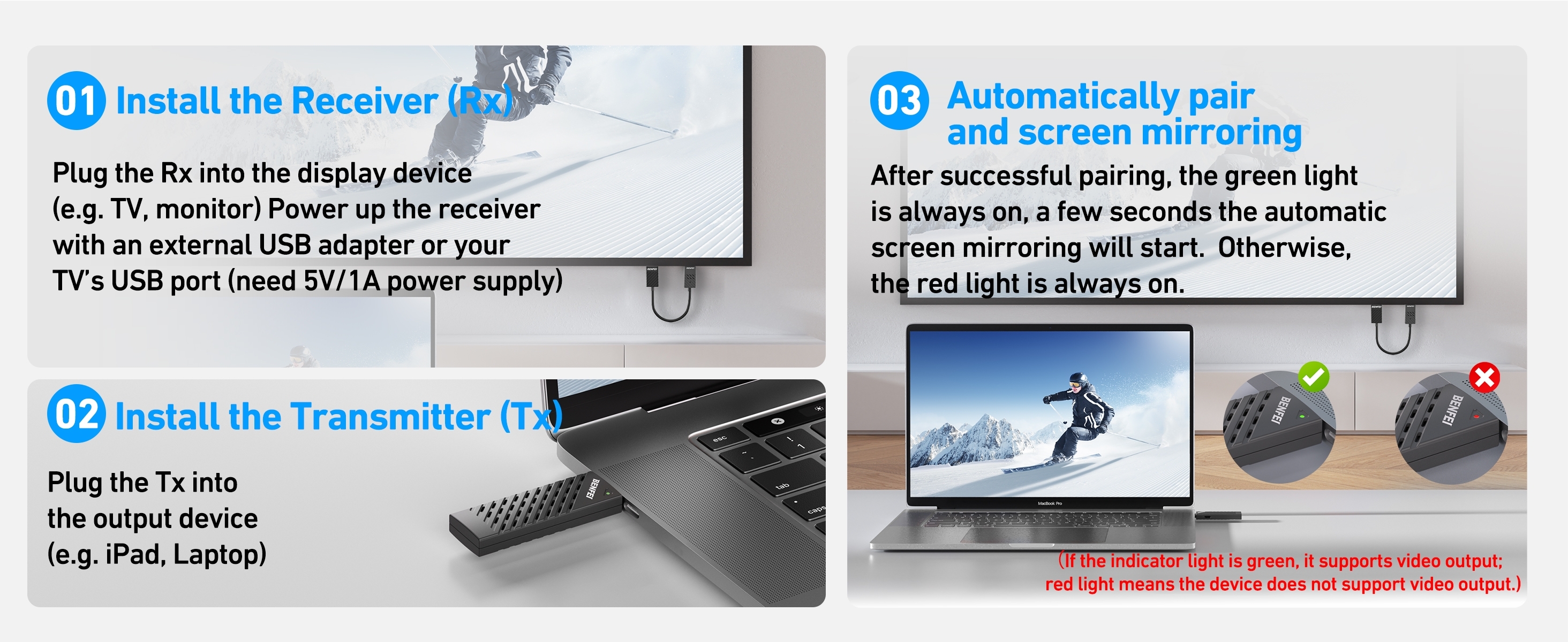 BENFEI 374BK Wireless HDMI Transmitter and Receiver (30M) 1920 x 1080P@60Hz view 6