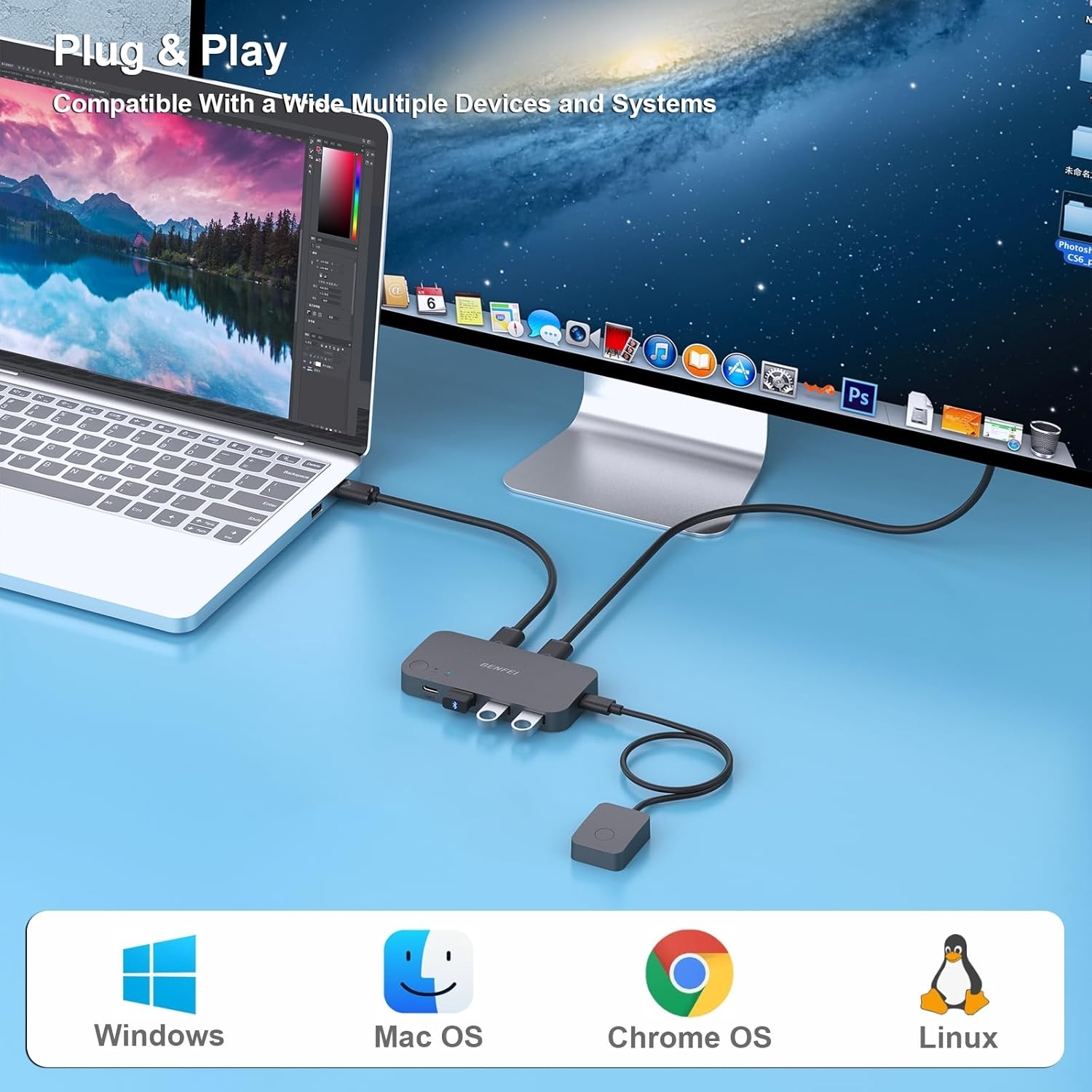 BENFEI 000376BK USB 3.0 Switch view 6