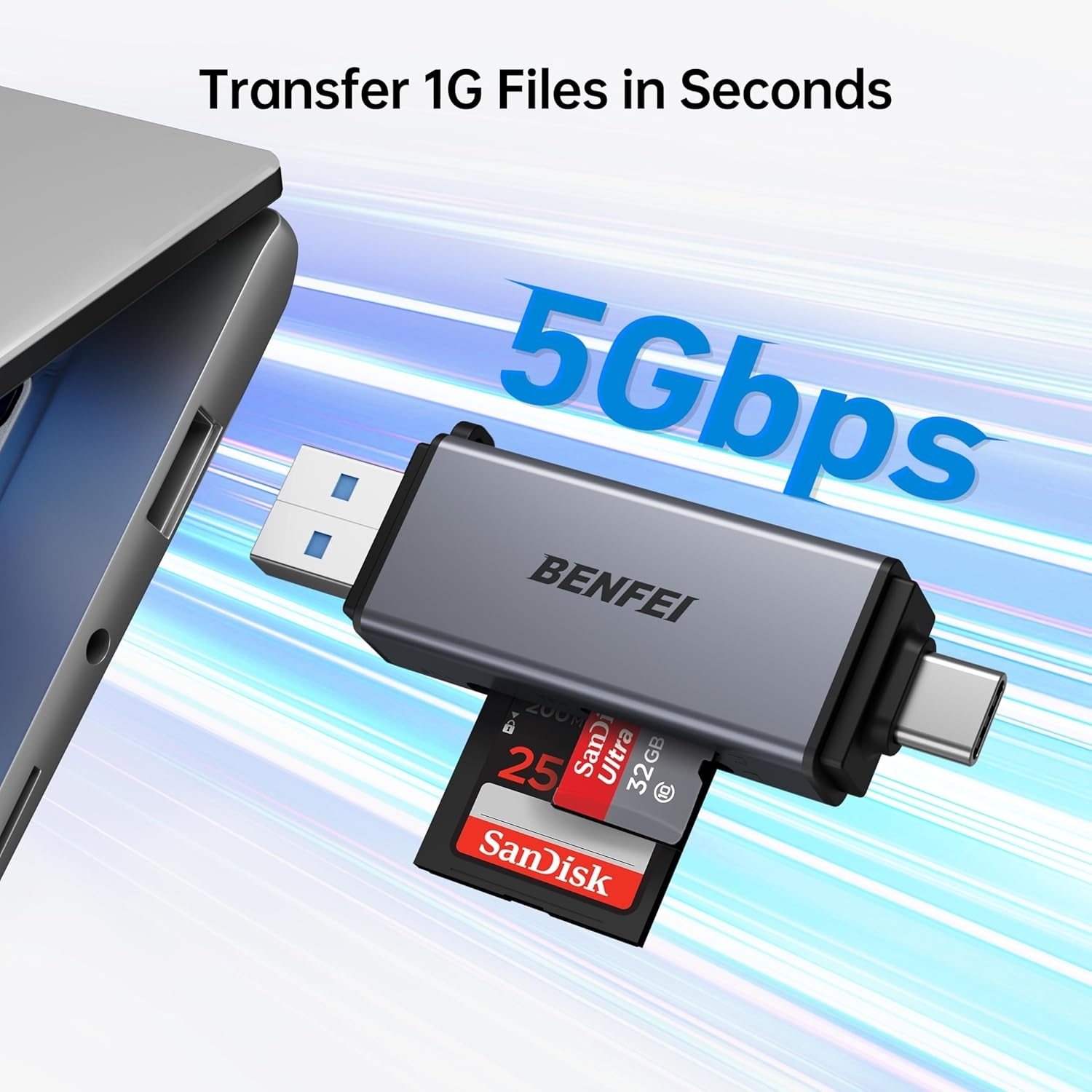 BENFEI SD Card Reader, USB C to SD Micro SD Card Memory Card Adapter view 4