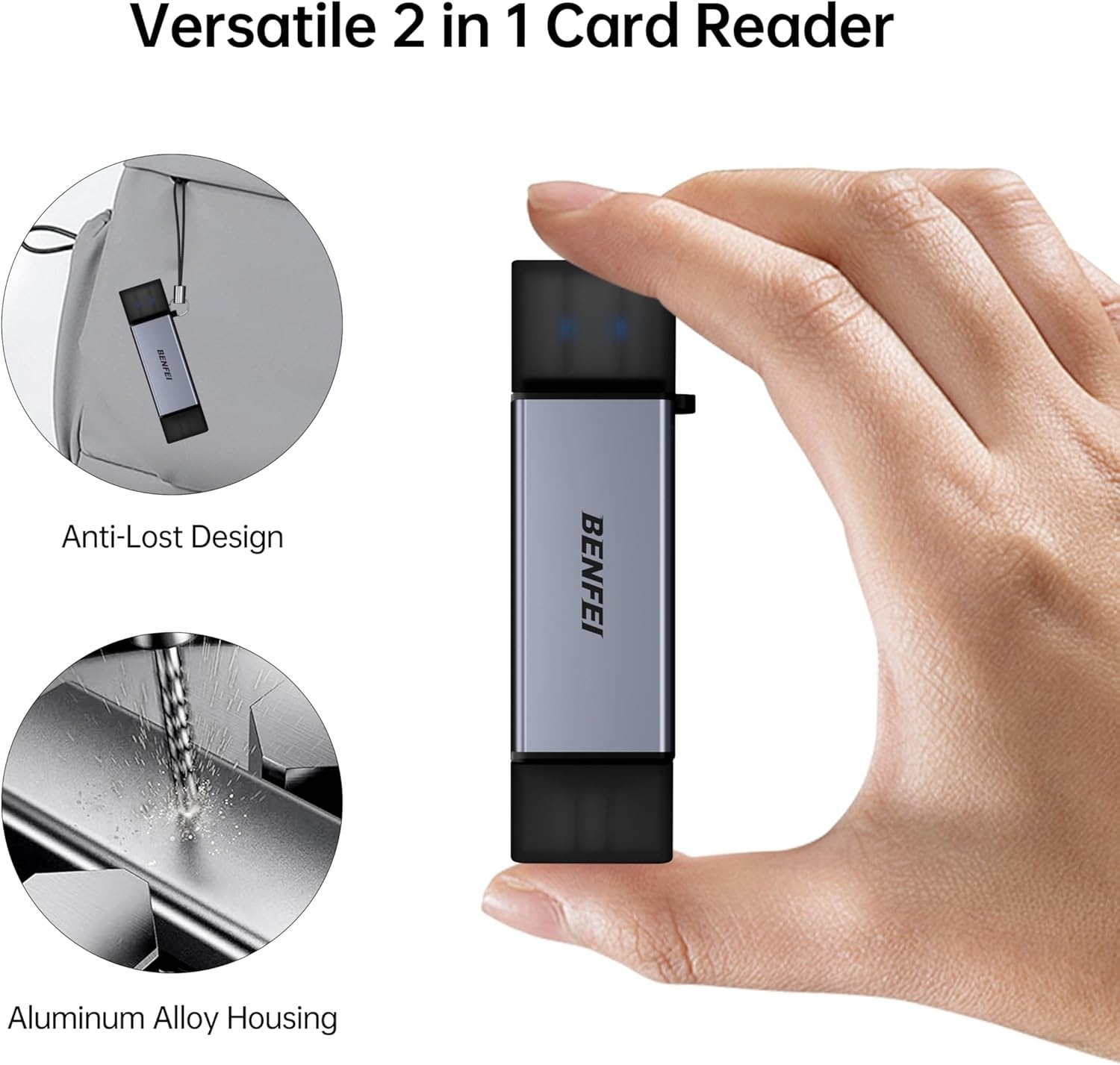 BENFEI SD Card Reader, USB C to SD Micro SD Card Memory Card Adapter view 6