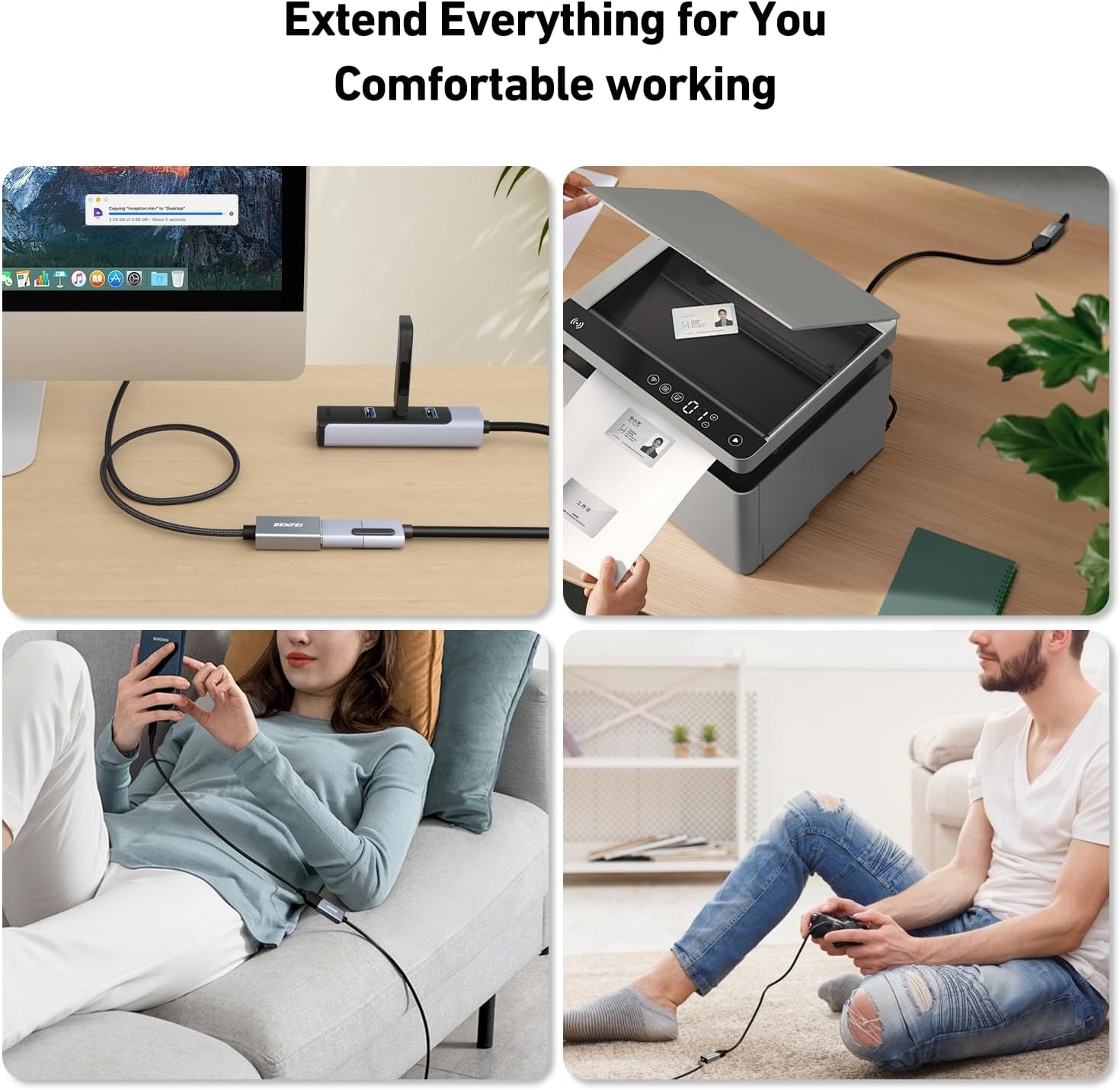 BENFEI USB3.0 AM to AF Extension Cable 5M view 4