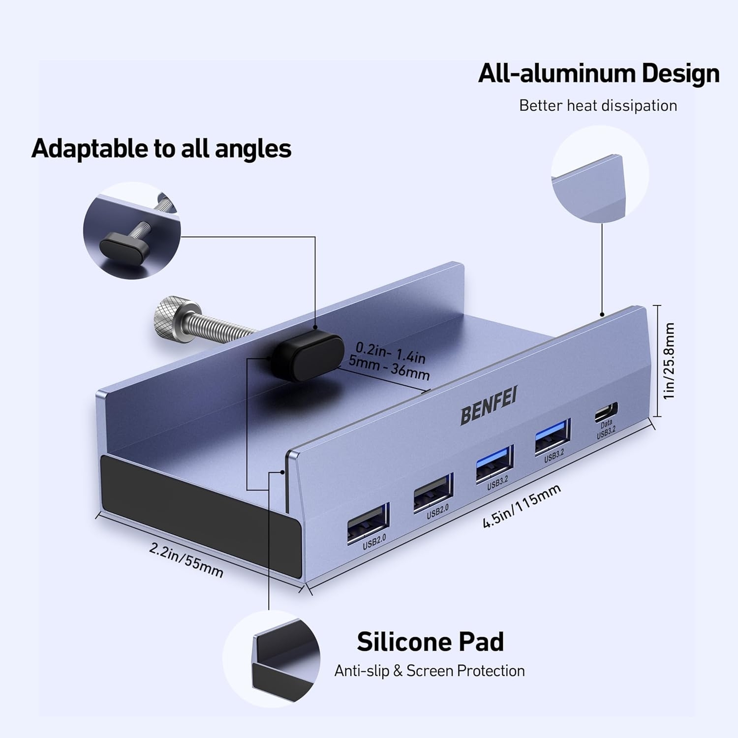 BENFEI 396GY USB-C 8-in-1 Docking HDMI view 4