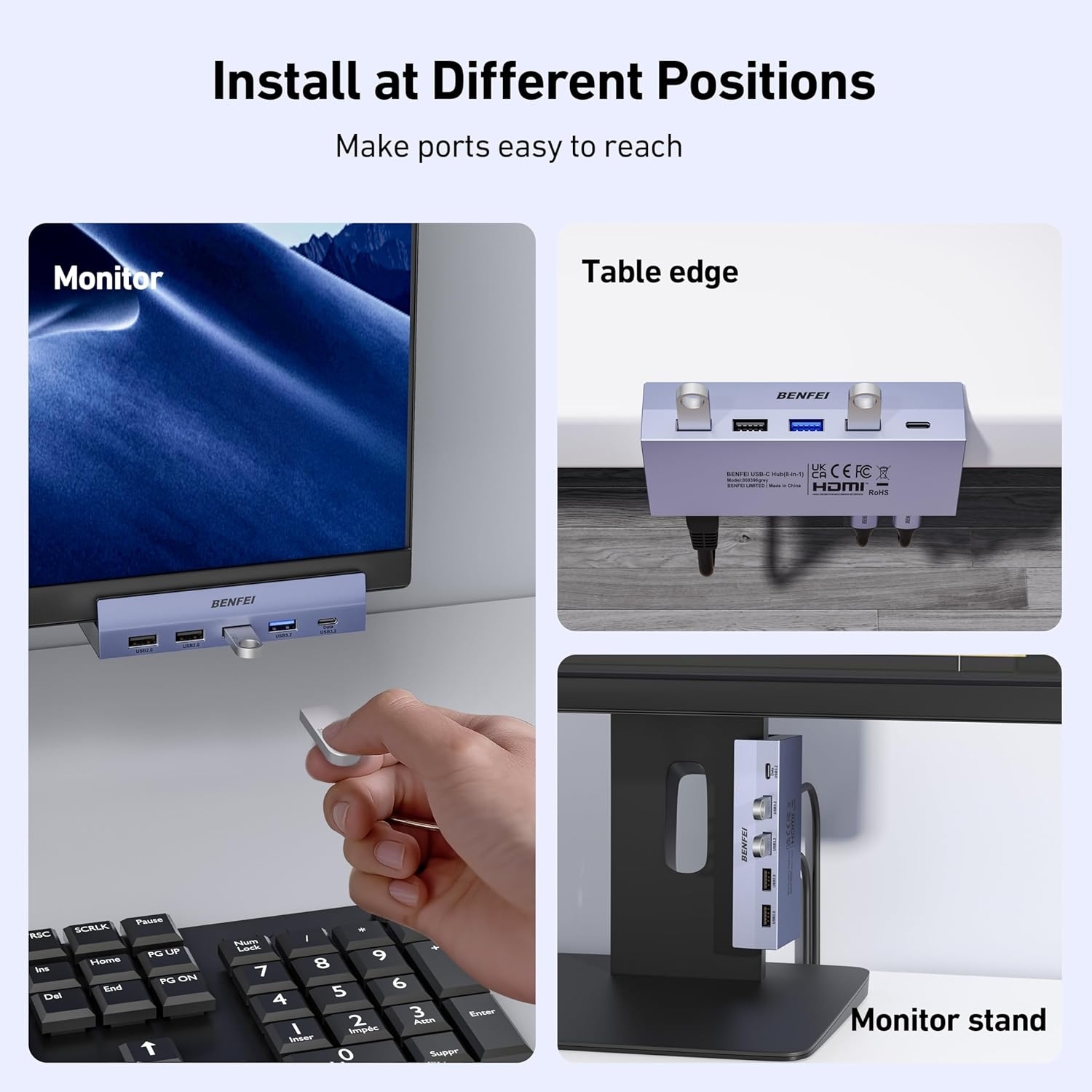 BENFEI 396GY USB-C 8-in-1 Docking HDMI view 6