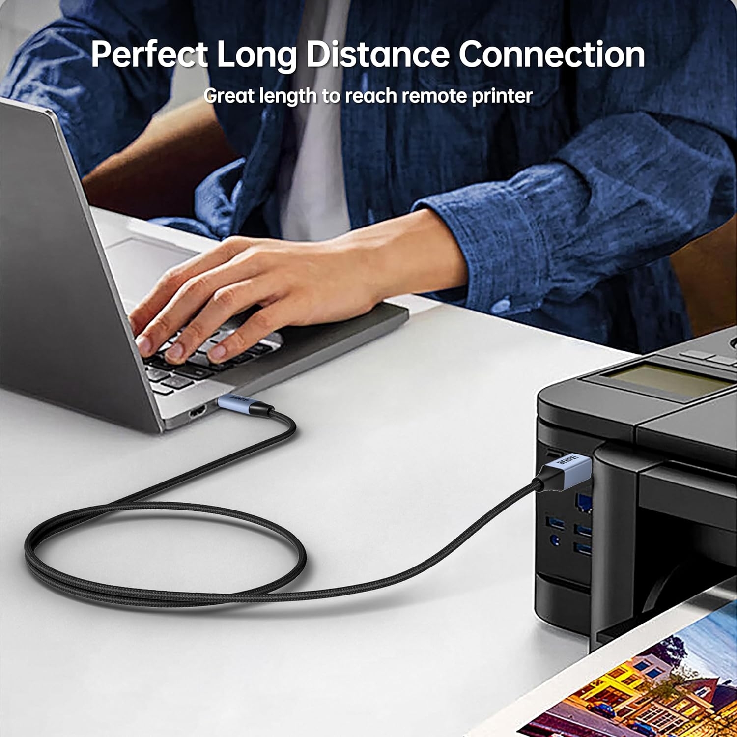 BENFEI 405GY-1.5M USB B to USB C Printer Cable view 7