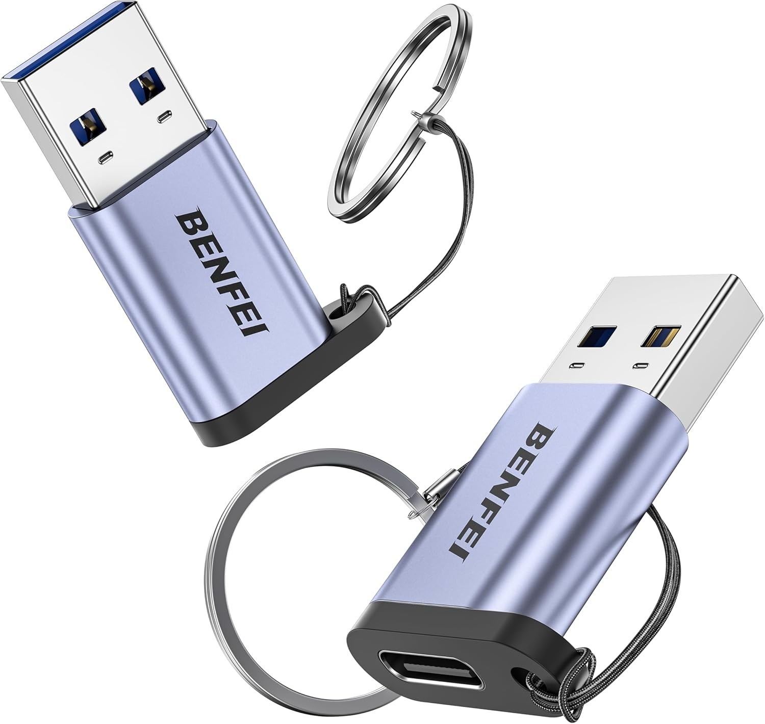 BENFEI 407GY 2-Pack USB Type-A to USB-C Adapter Male to Female Supporting 5V