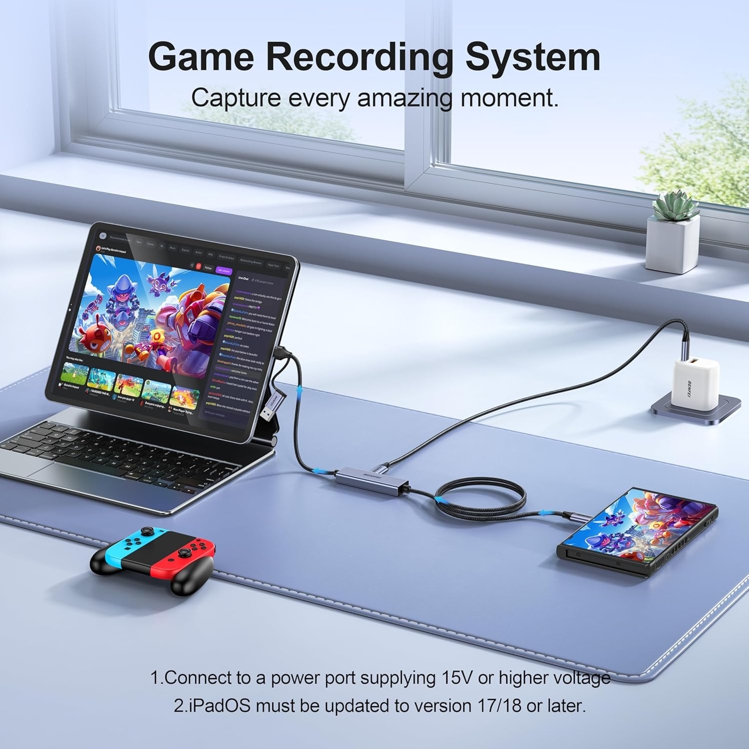 BENFEI 408GY USB-C to USB-C+A + PD (100W) Video/Audio Capture Card Supporting view 7