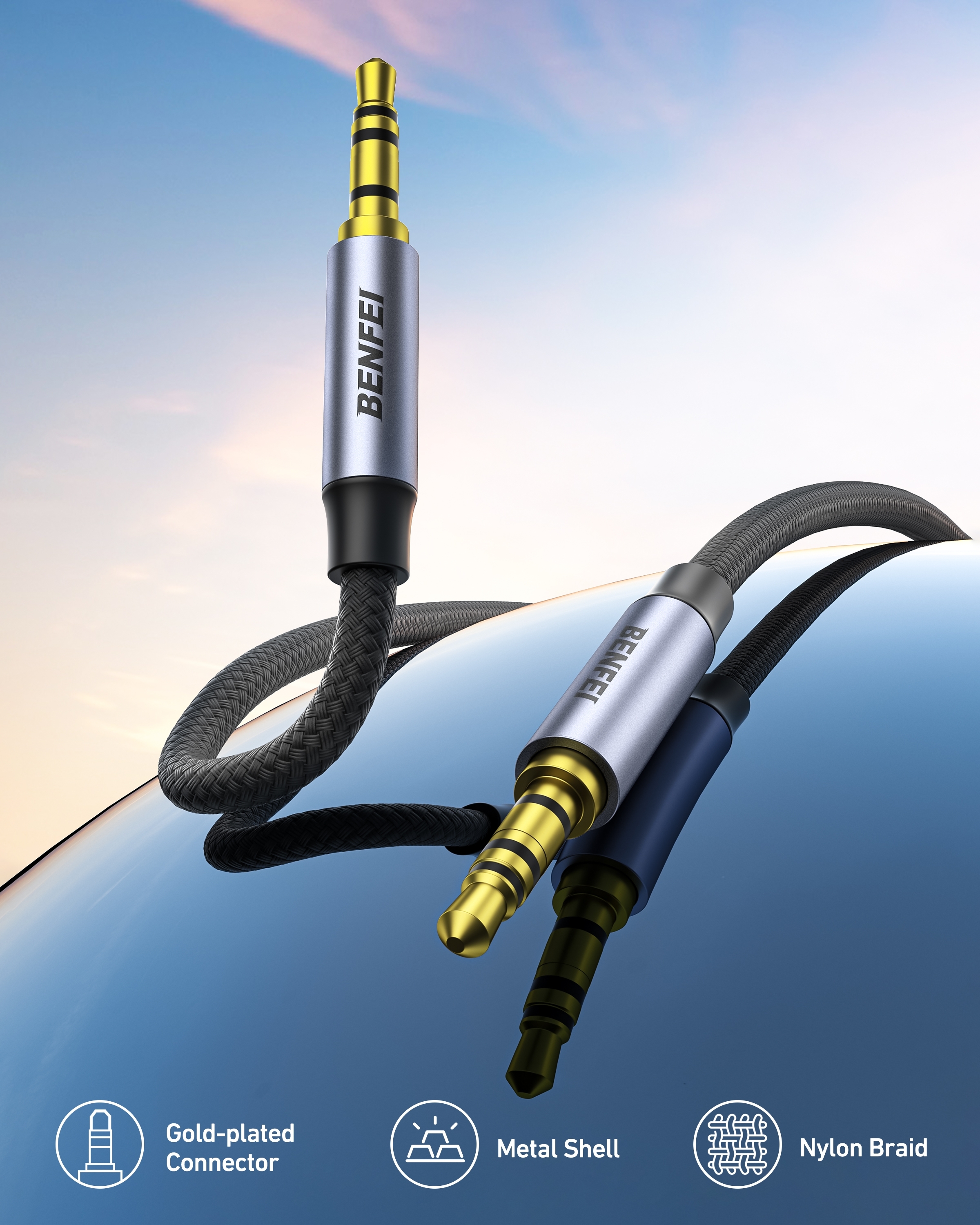 BENFEI 427GY 10M 3.5mm TRRS Male to Male Audio Cable view 2