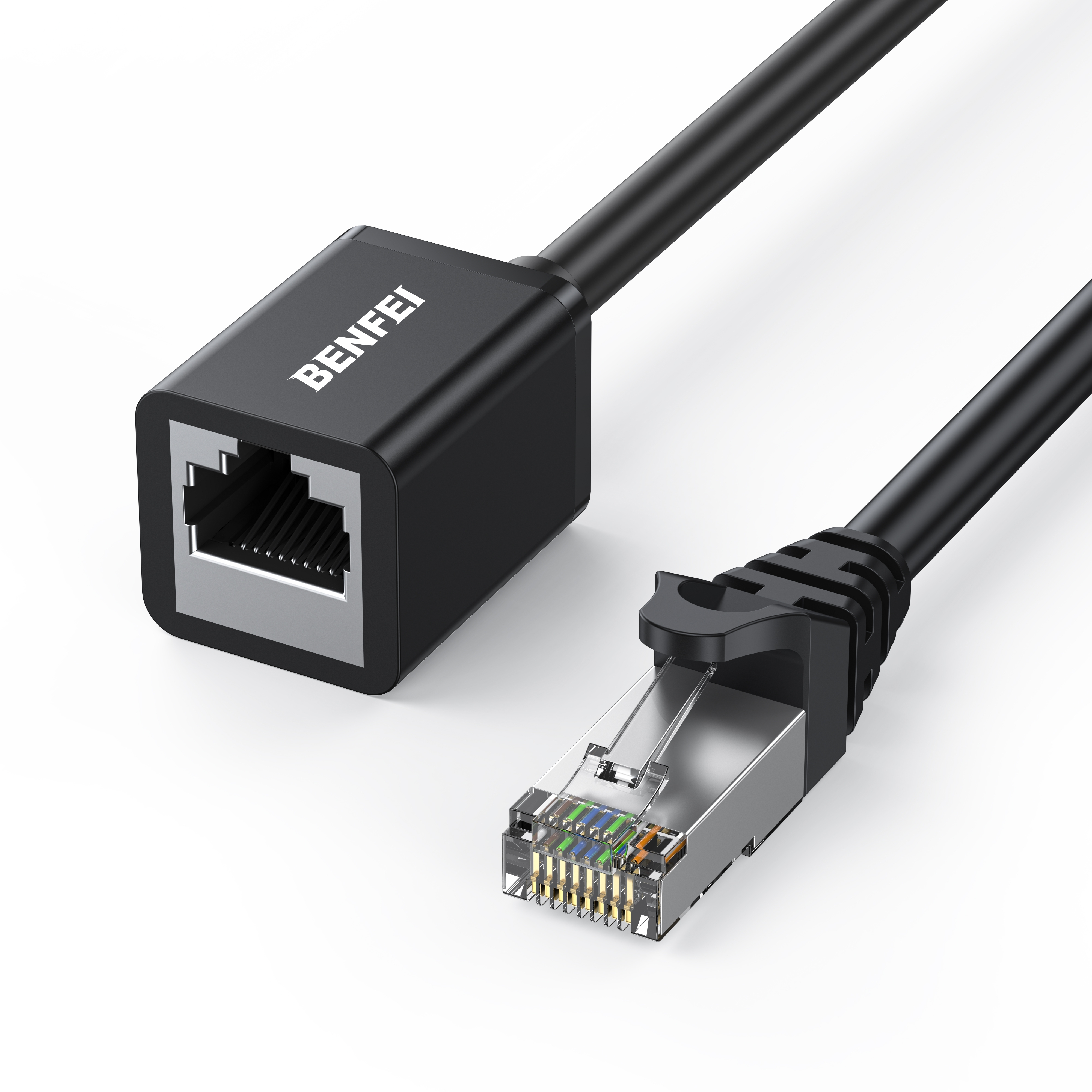 BENFEI 435BK-3M RJ45 Extension Male/Female Patch cords Cat6 1000Mbps 3M