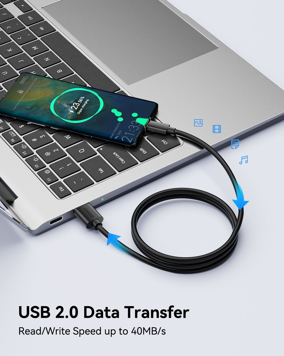 BENFEI 436BK-2M USB 2.0 Male to Micro USB Data Cable 2M view 5