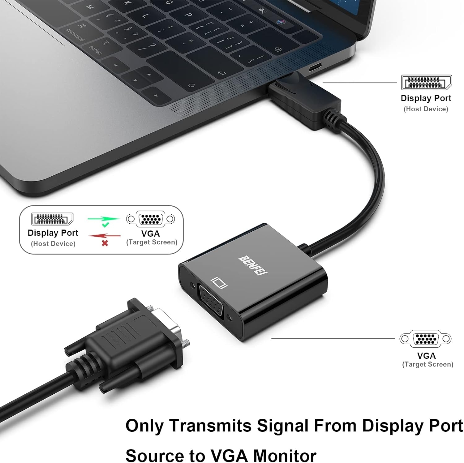 BENFEI DisplayPort to VGA,Gold-Plated Uni-directional Adapter view 3
