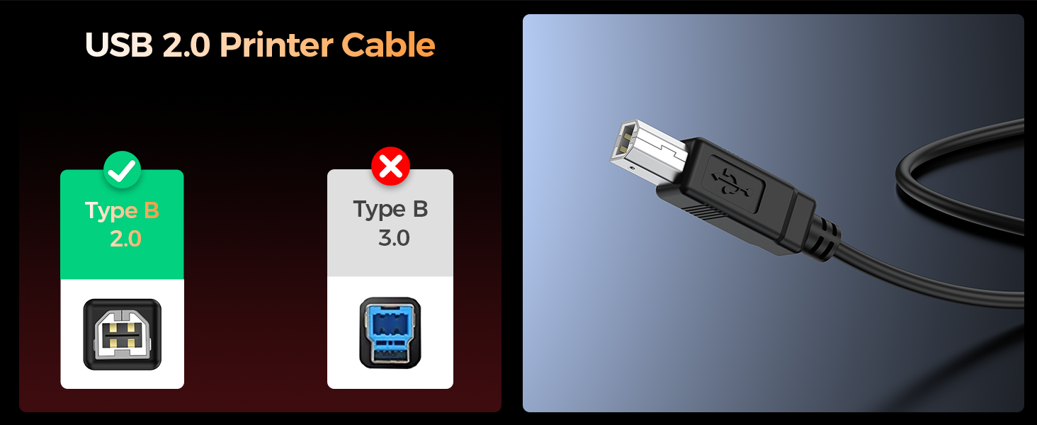 Choetech AB0060-2M USB A to B Printer 2meter Cable Black view 5
