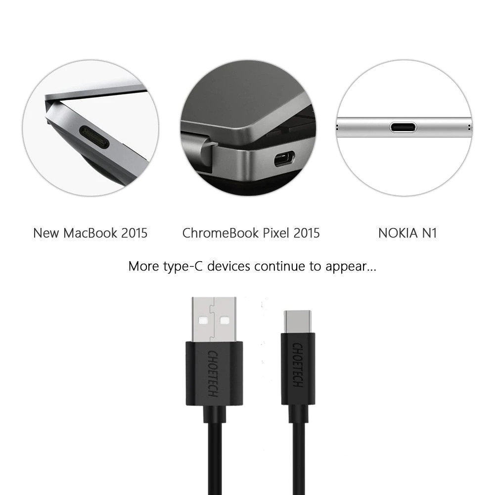 CHOETECH AC0004 USB-A to USB-C Charge & Sync Cable 3M Black view 3