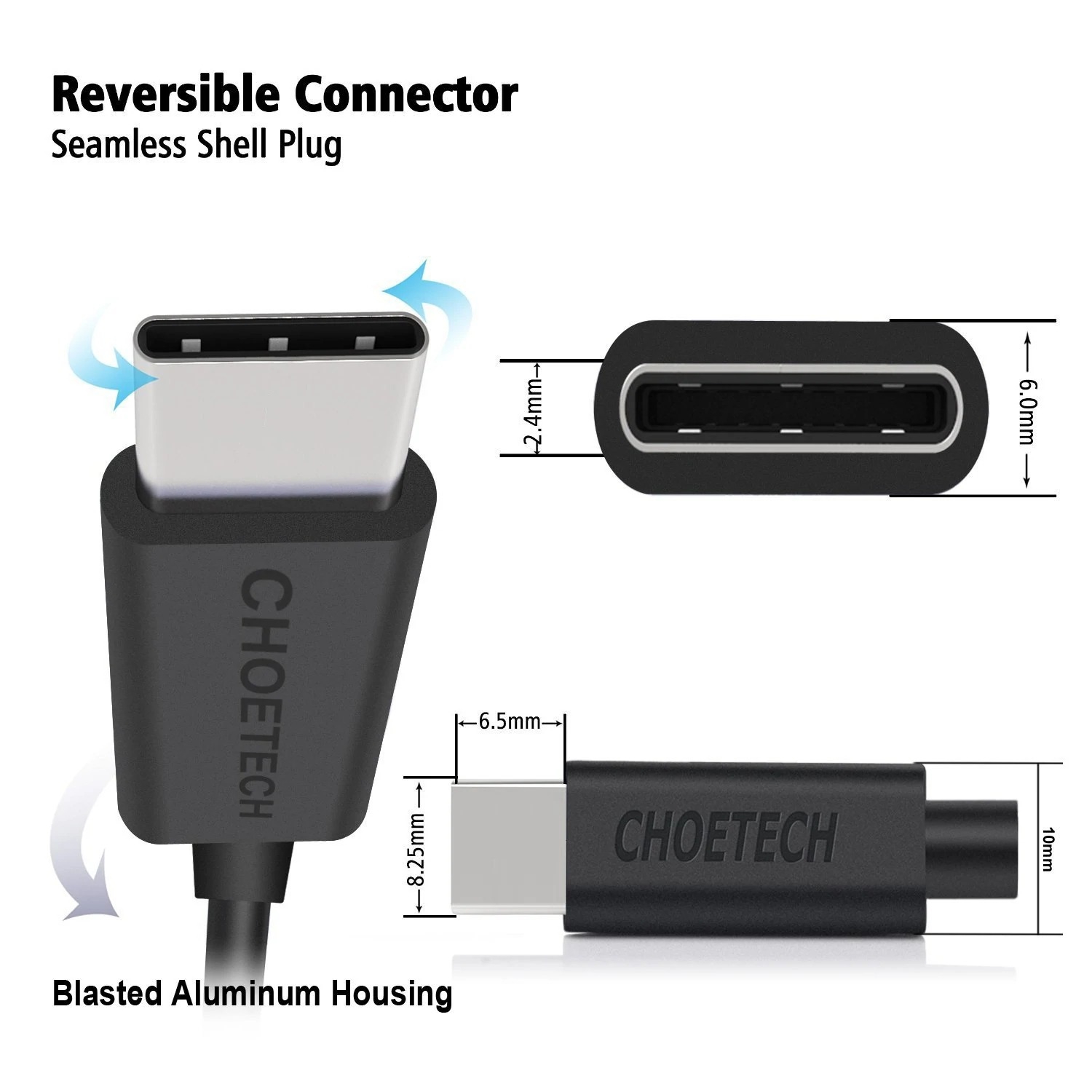 CHOETECH AC0004 USB-A to USB-C Charge & Sync Cable 3M Black view 6